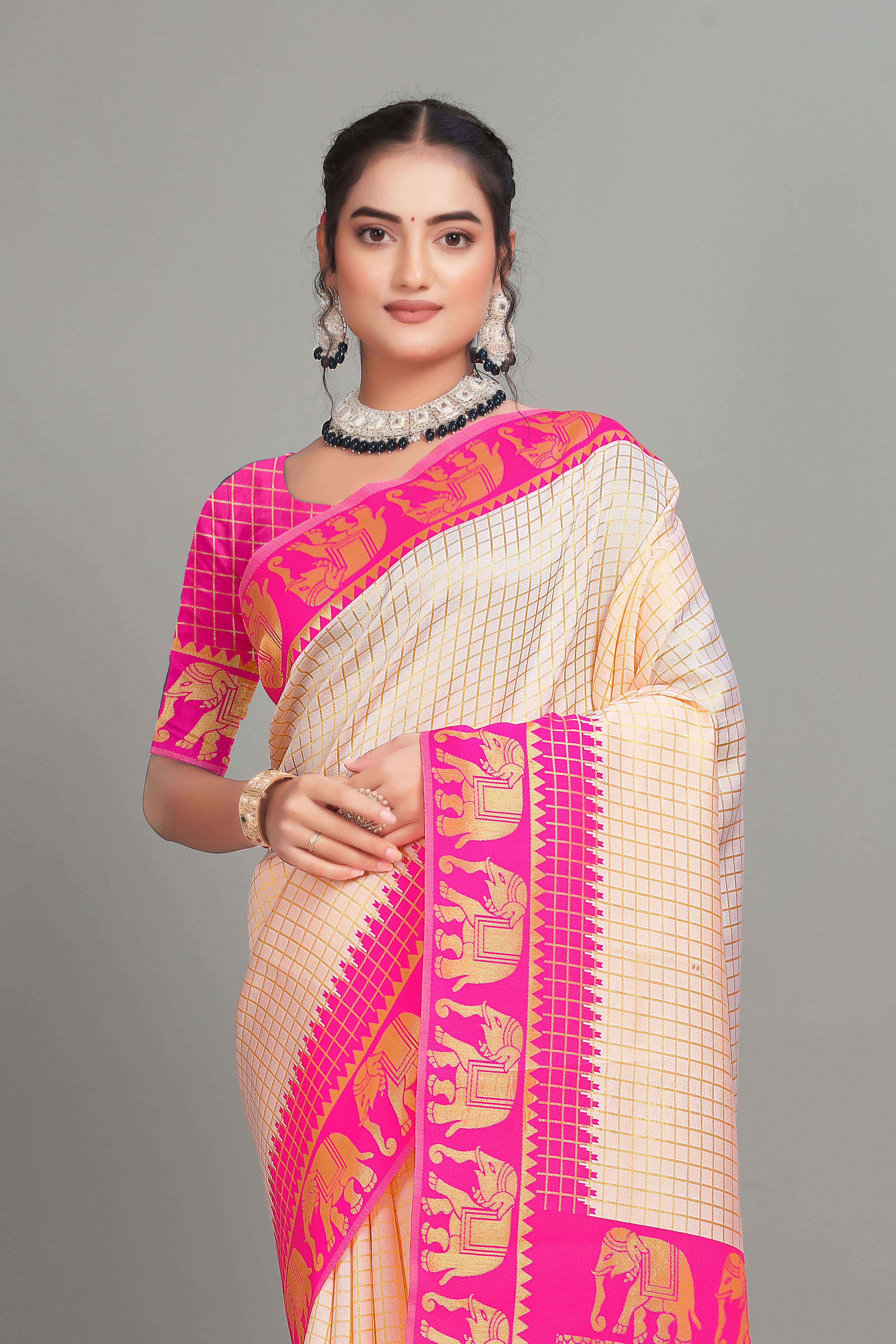 Pink Woven Banarasi Silk Saree