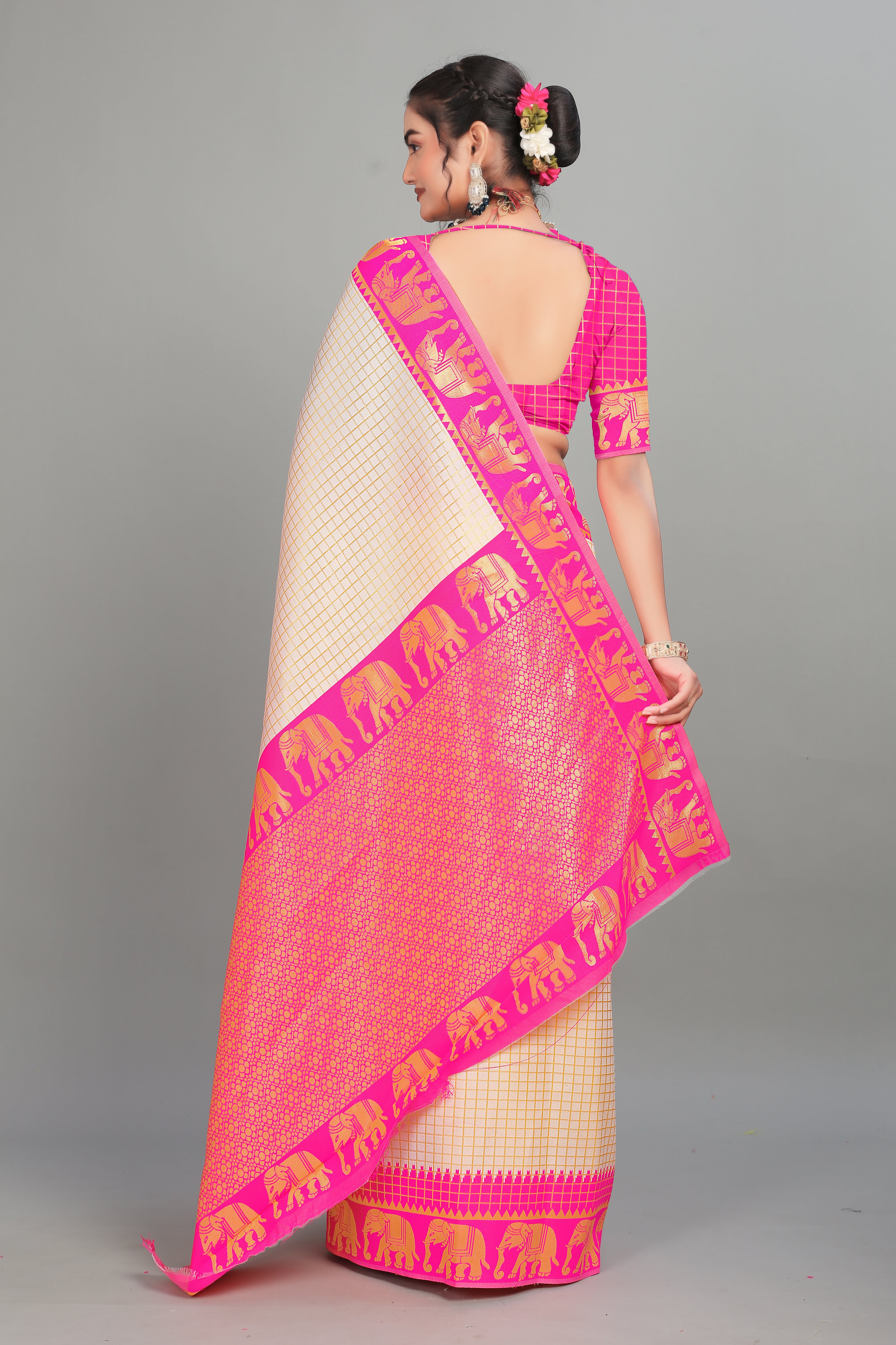 Pink Woven Banarasi Silk Saree