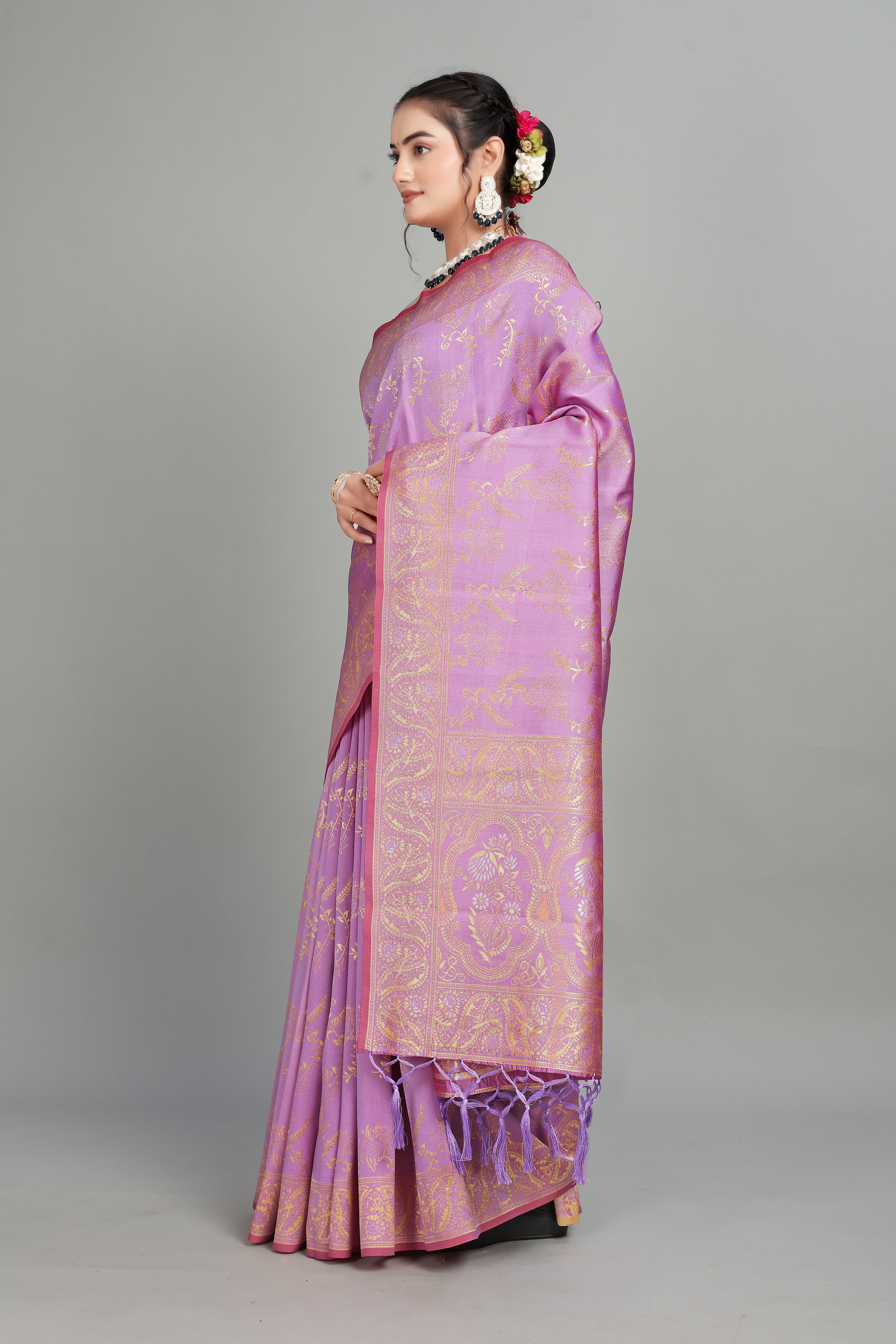 Lavender Woven Silk Blend Saree