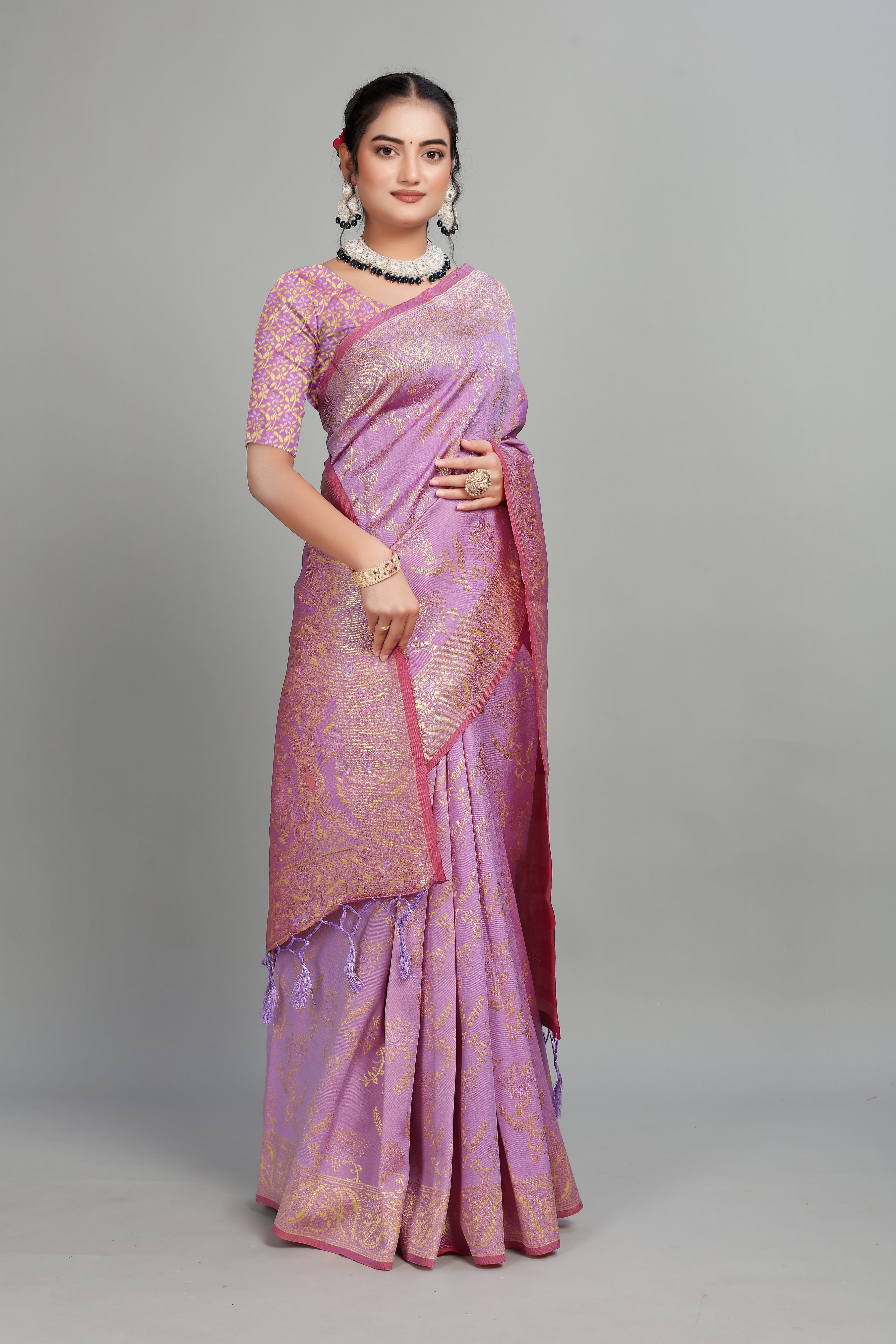 Lavender Woven Silk Blend Saree