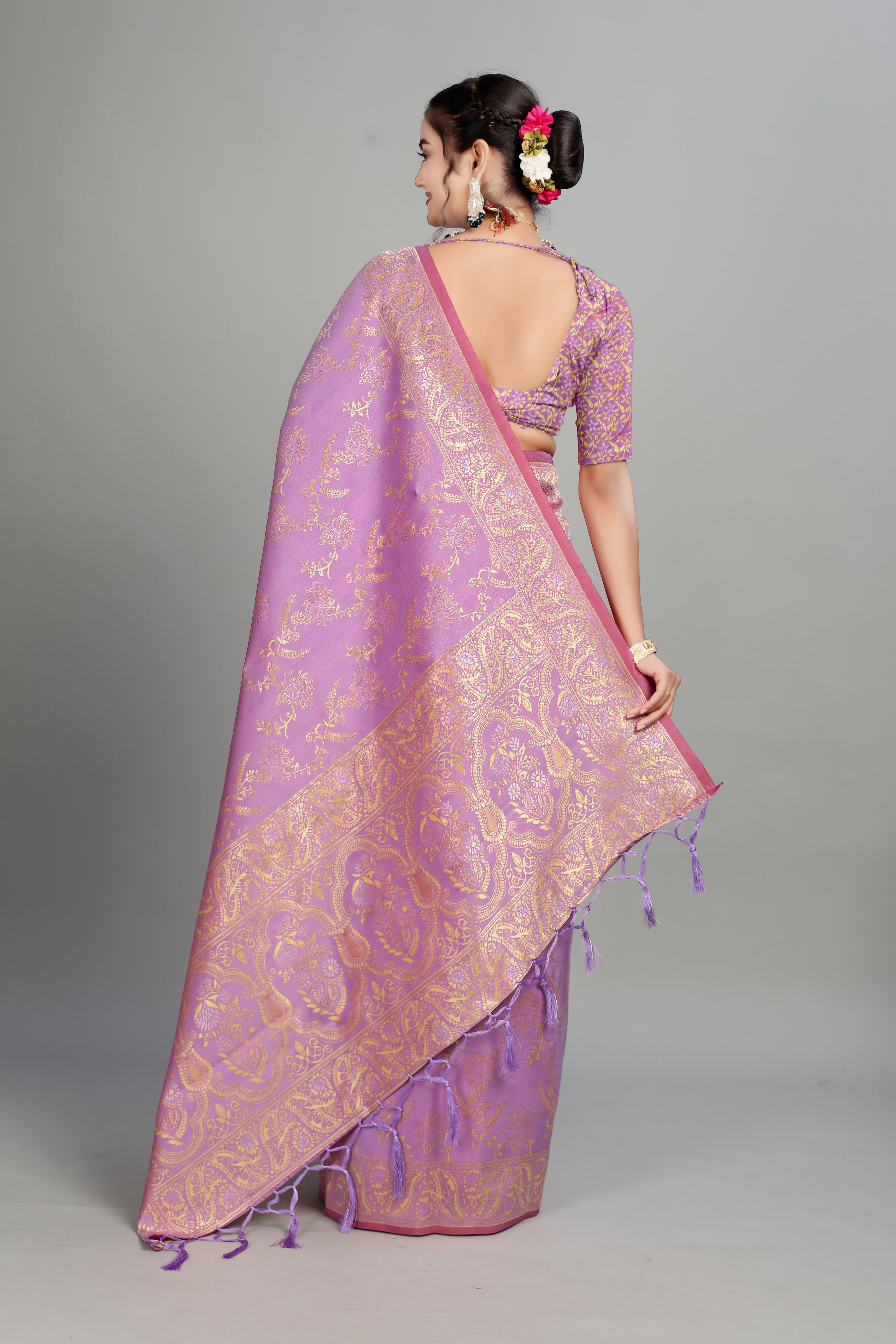 Lavender Woven Silk Blend Saree