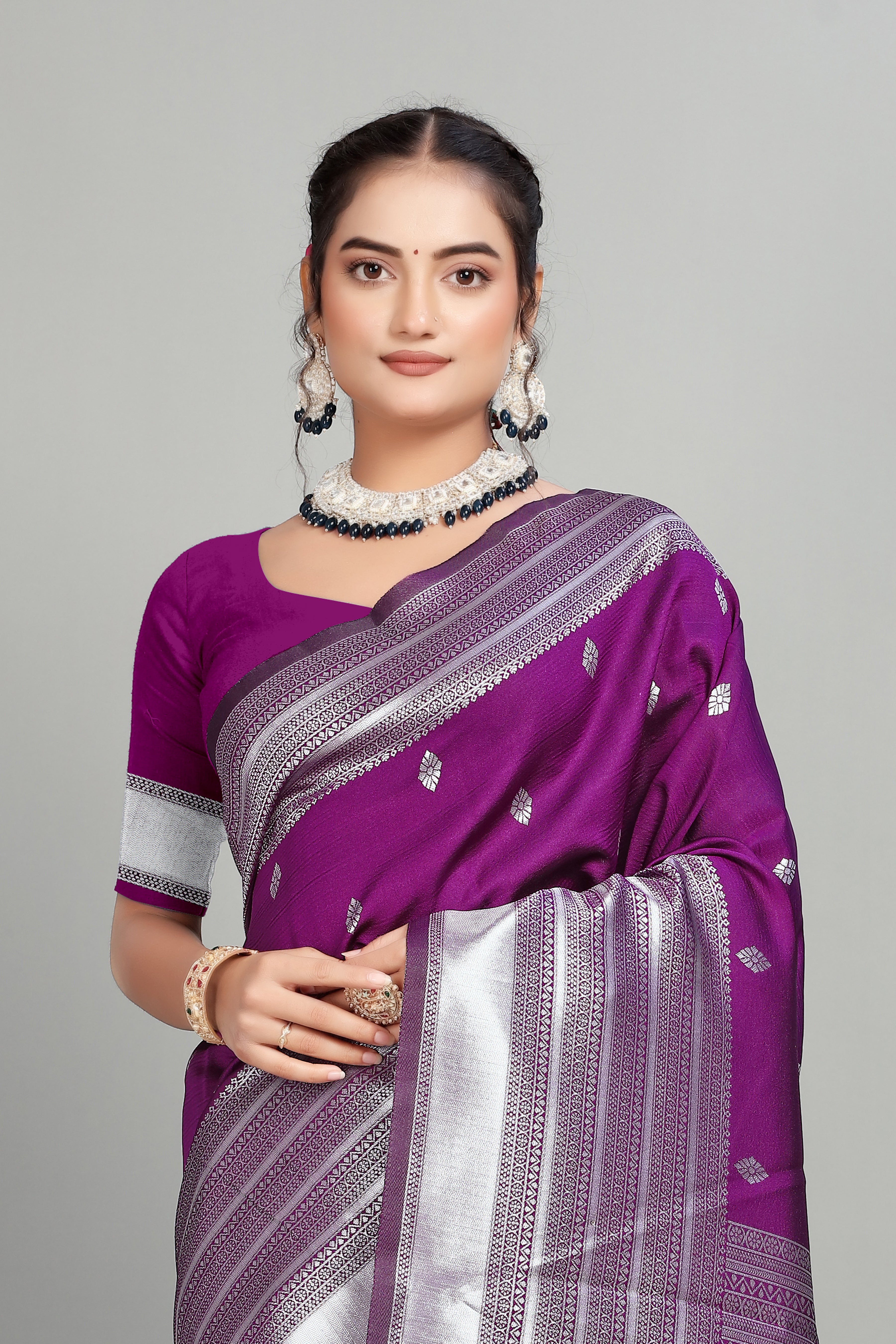 Purple Woven Silk Saree