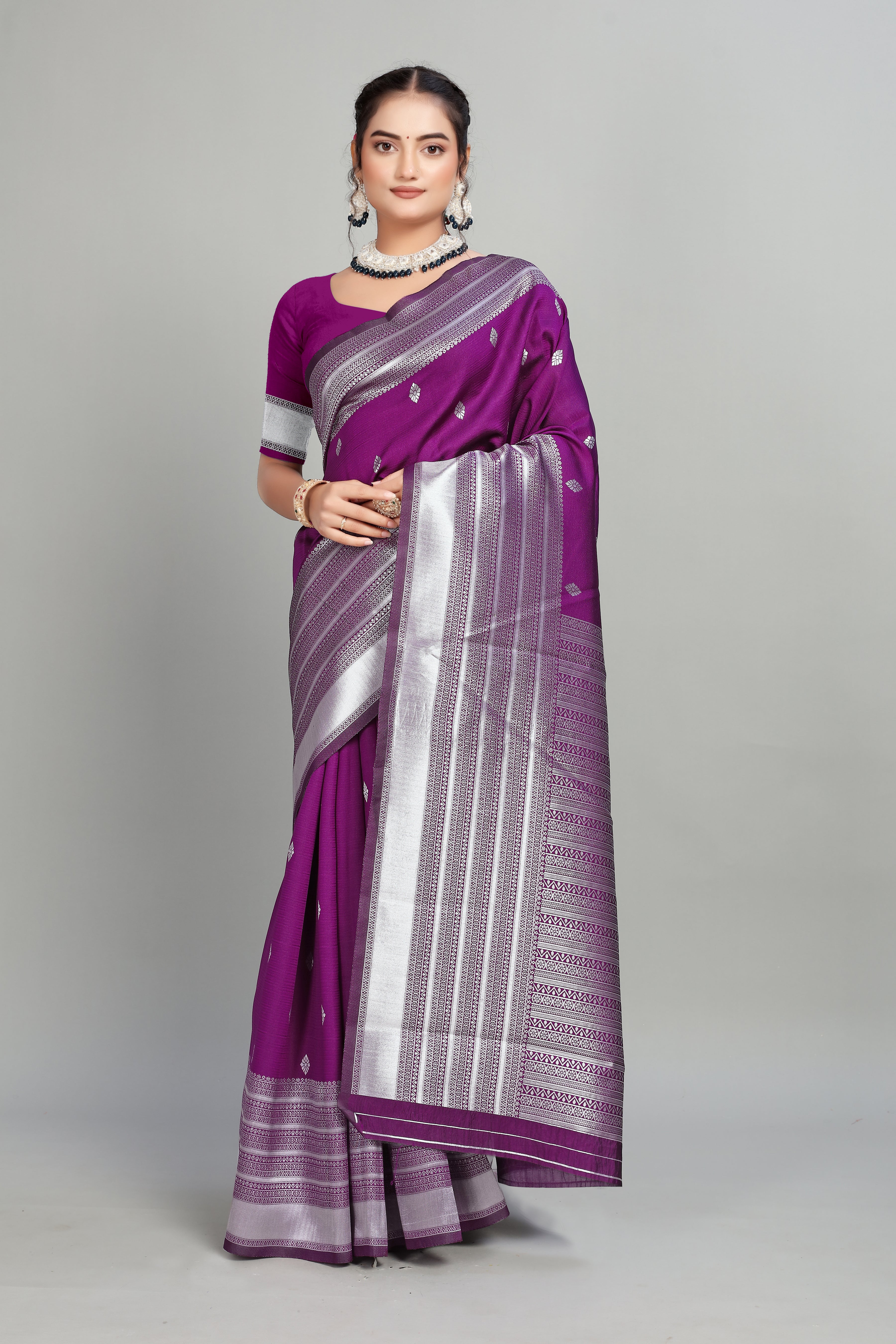 Purple Woven Silk Saree