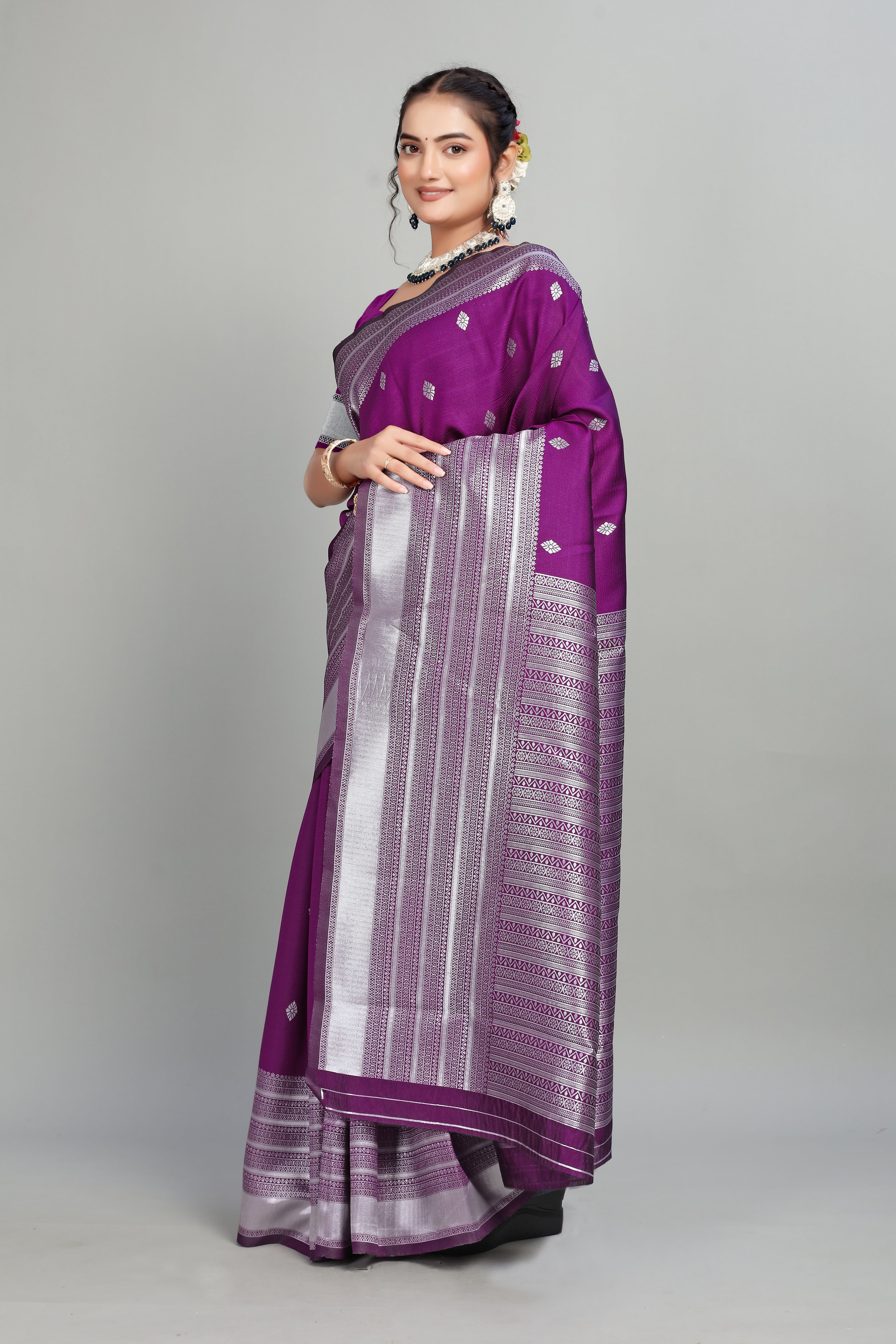 Purple Woven Silk Saree