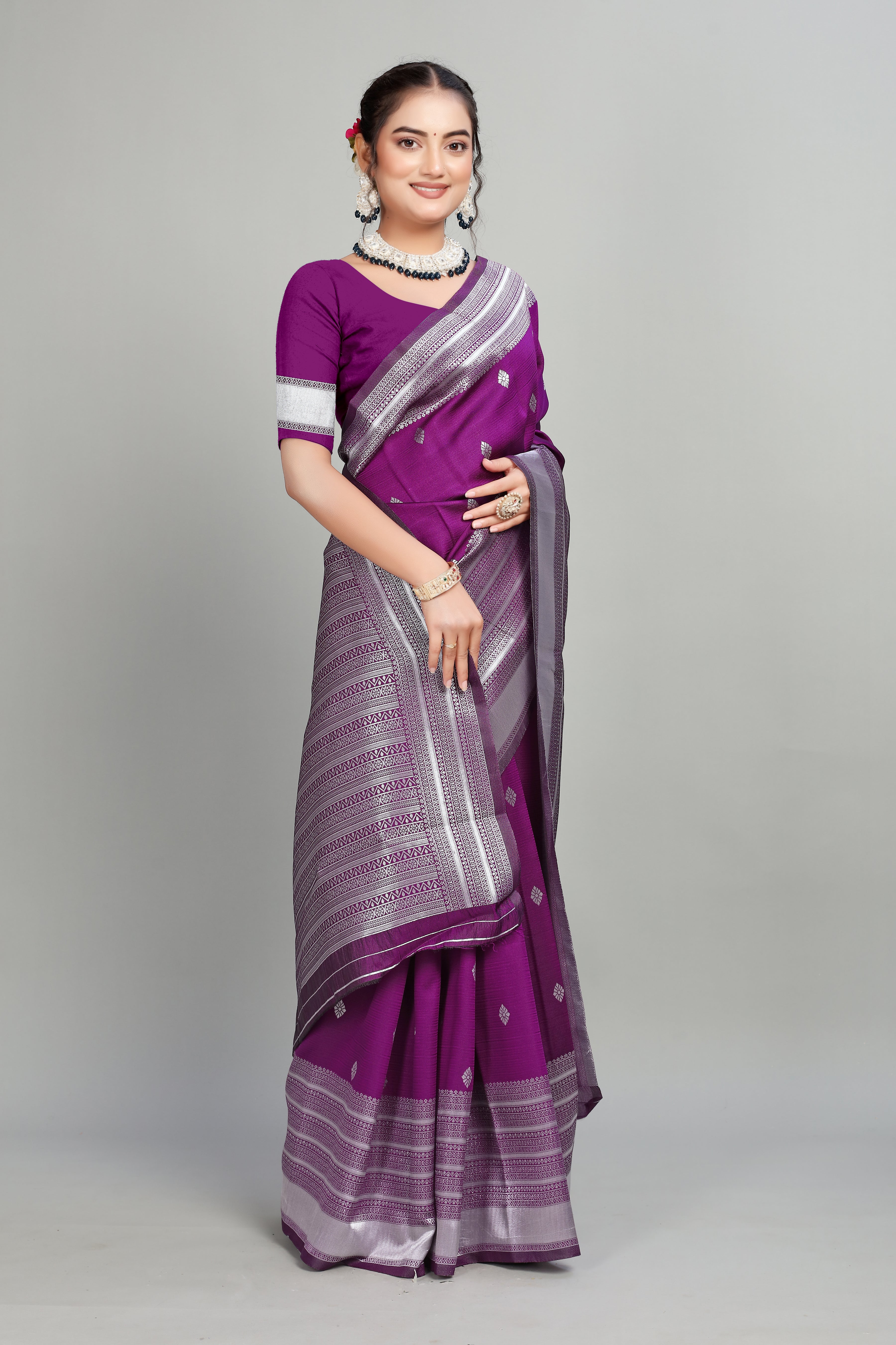 Purple Woven Silk Saree