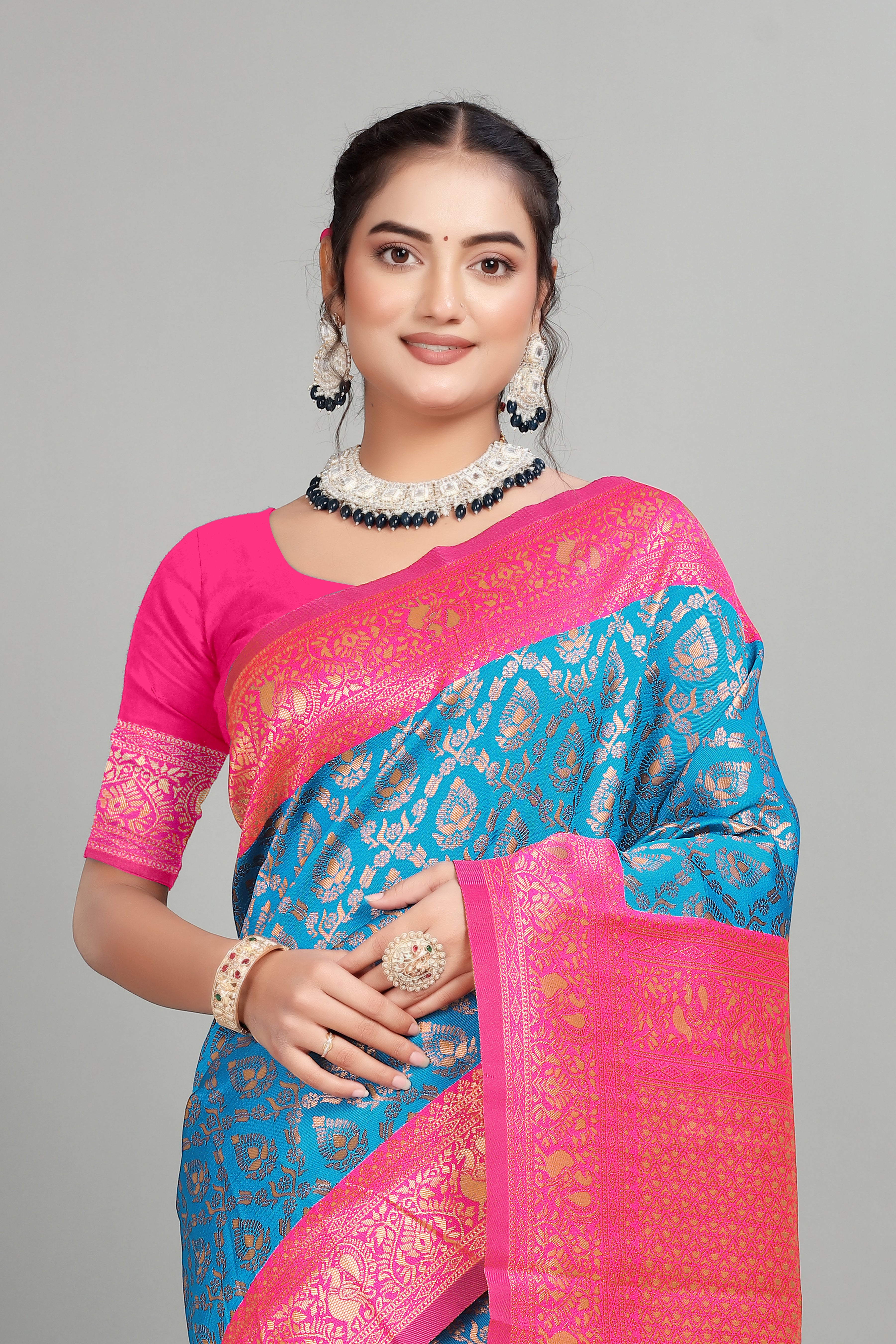 Blue Woven Banarasi Silk Saree