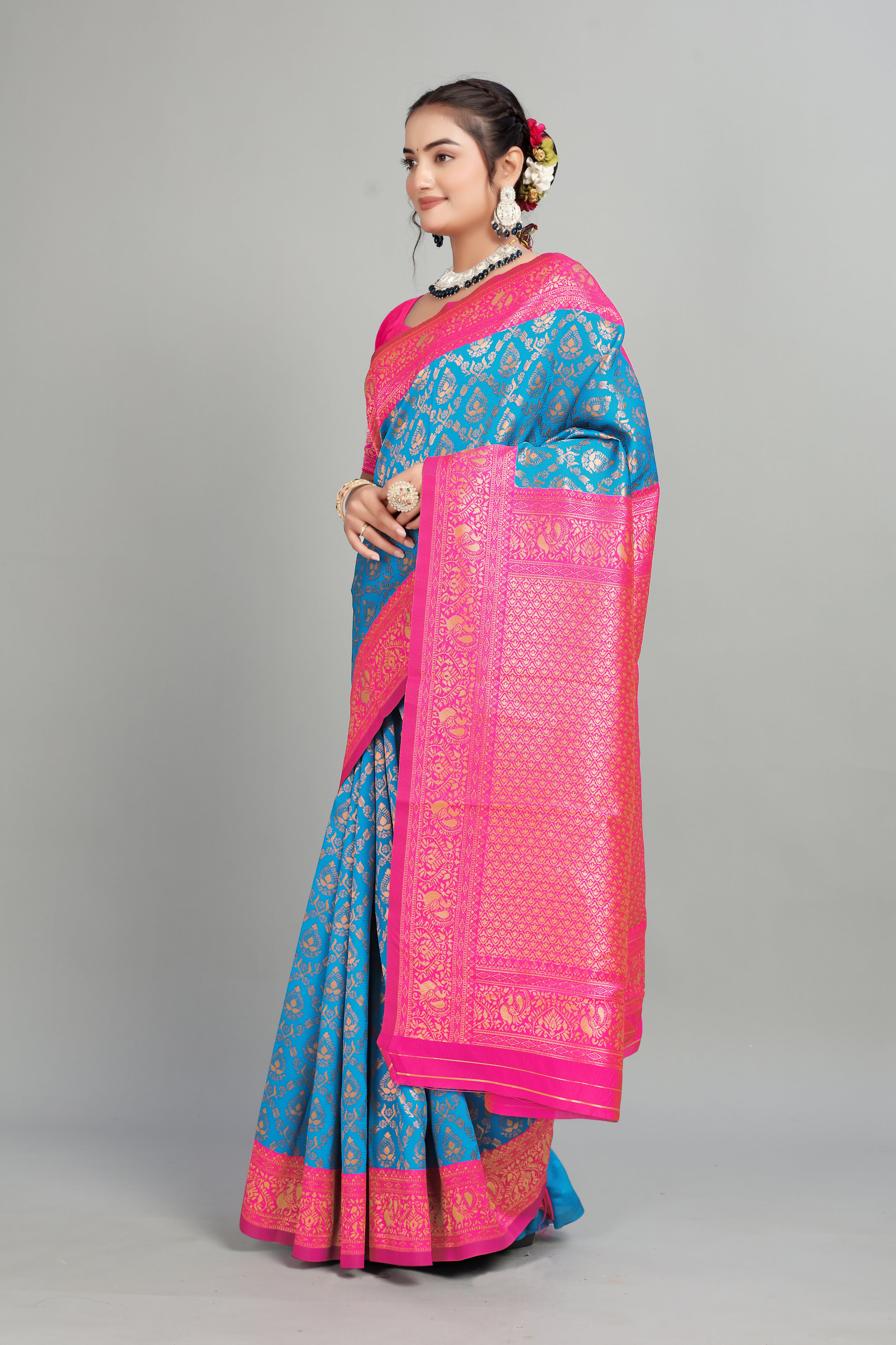 Blue Woven Banarasi Silk Saree