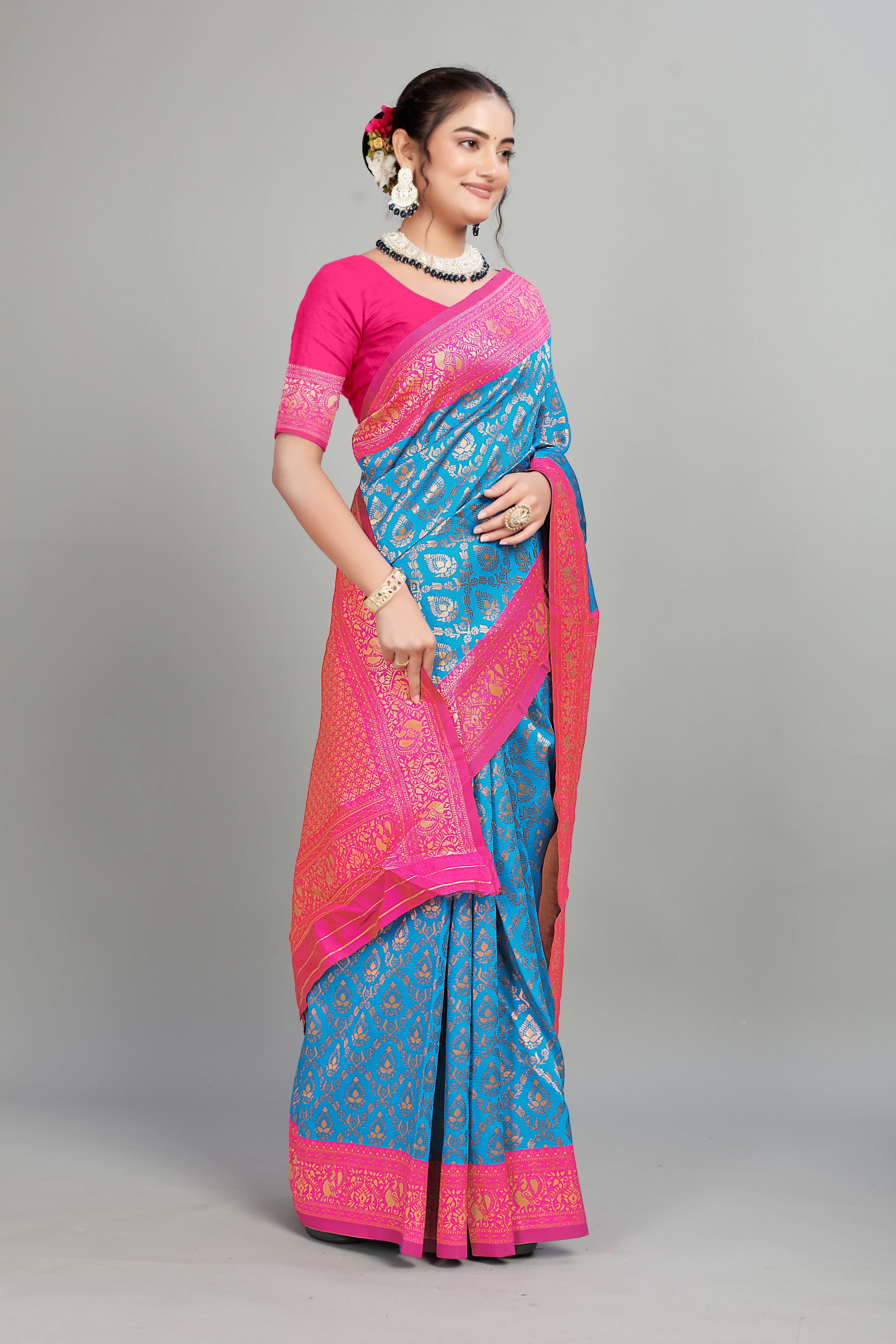 Blue Woven Banarasi Silk Saree
