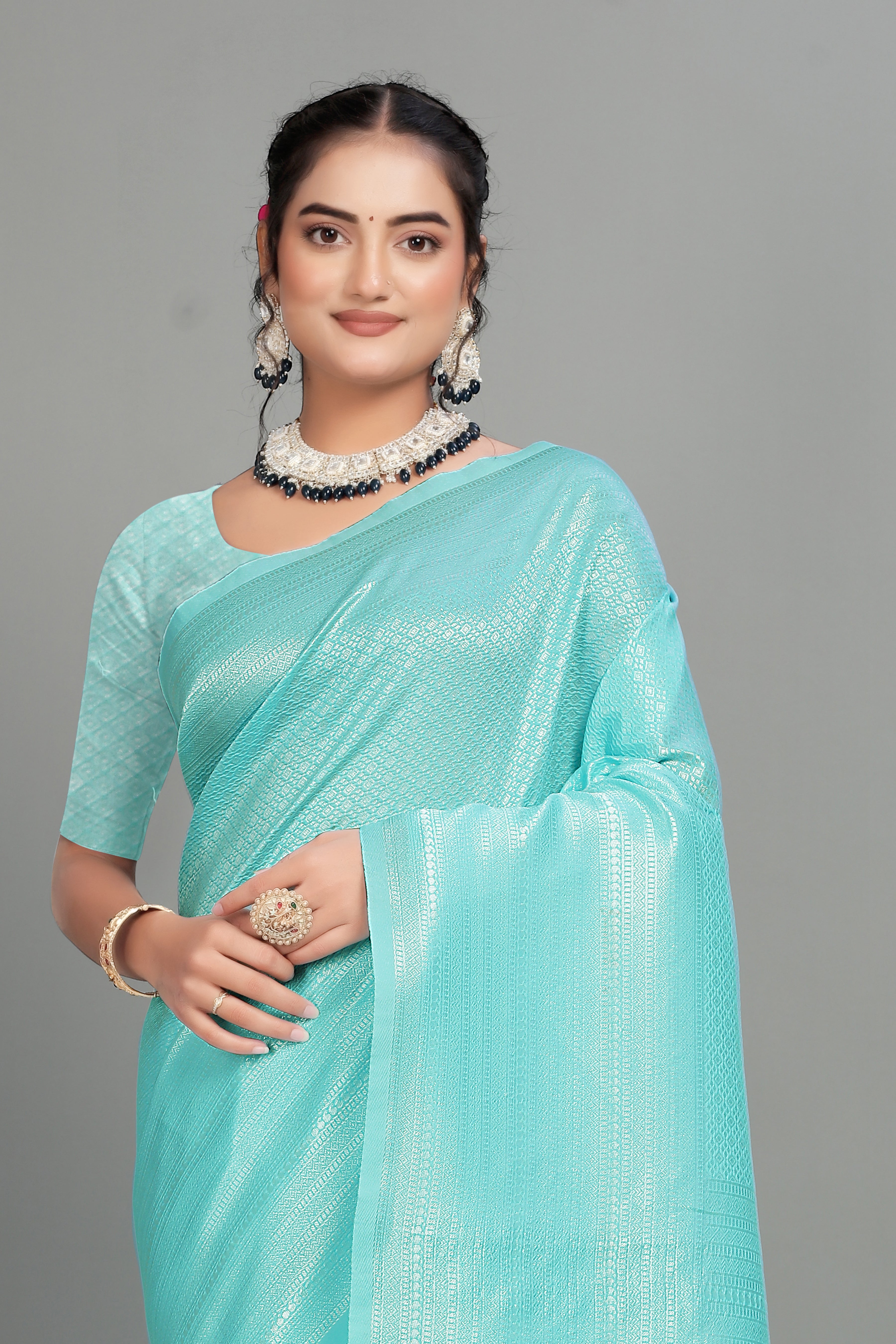 Light Blue Woven Banarasi Silk Saree