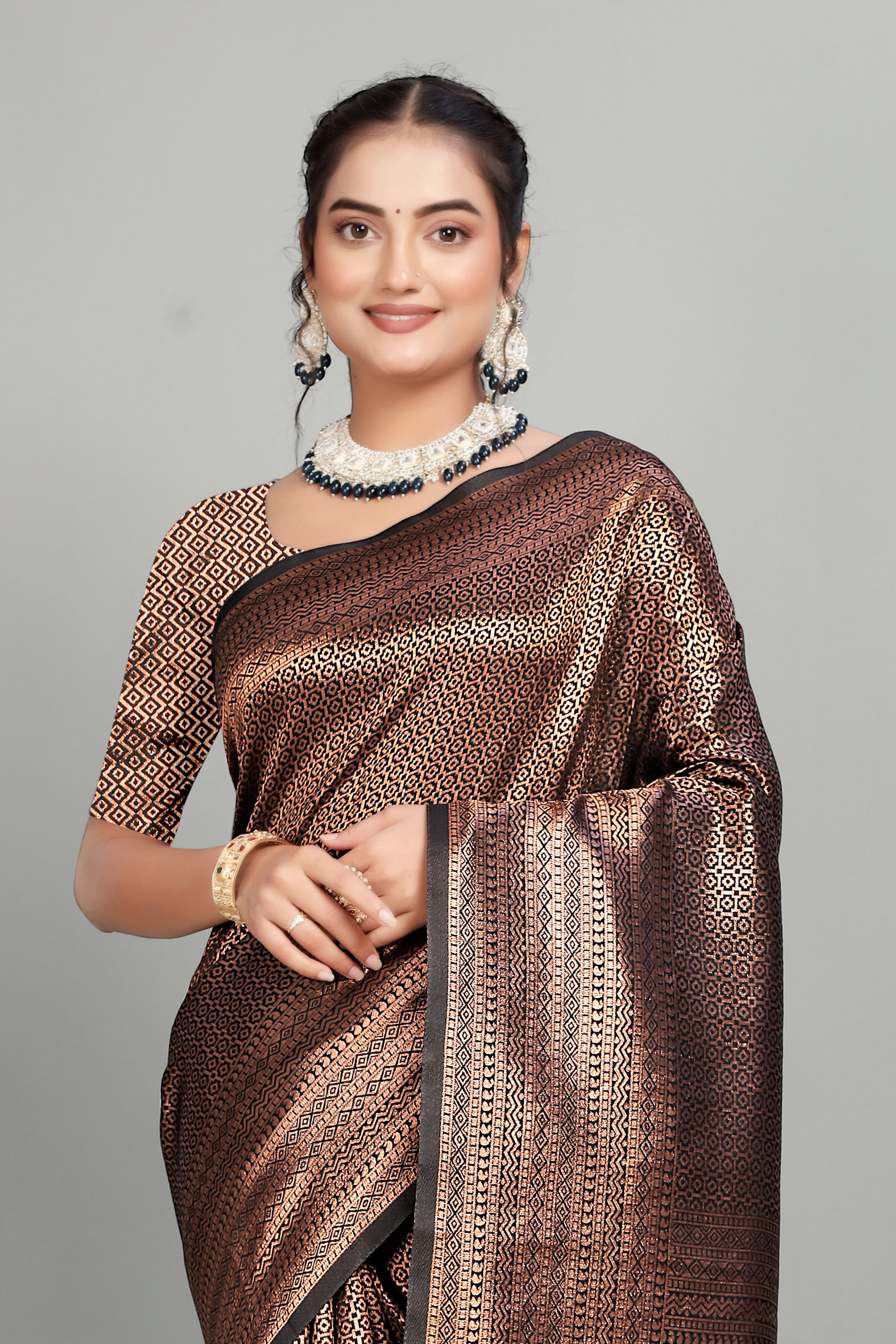 Black Woven Banarasi Silk Saree