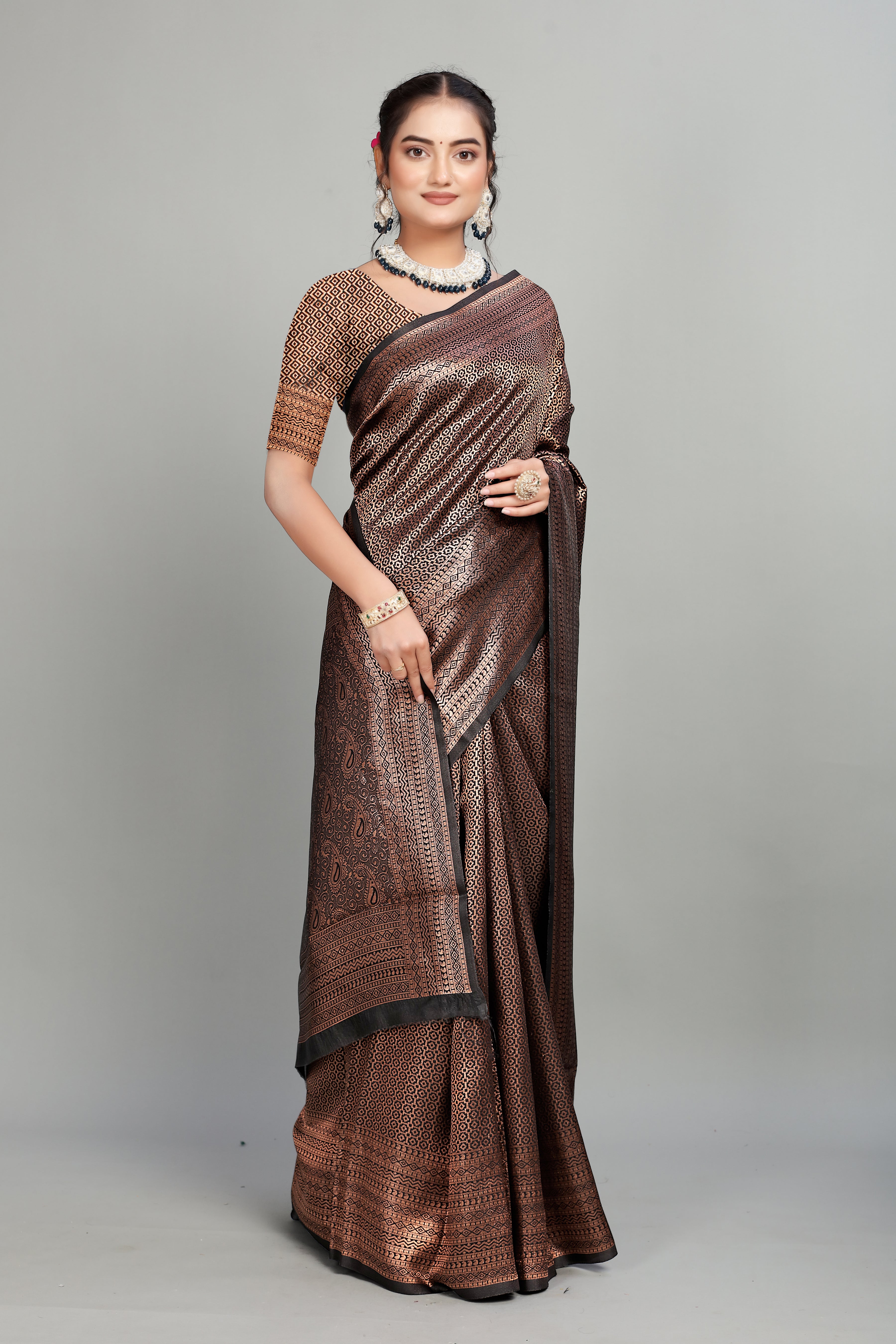 Black Woven Banarasi Silk Saree