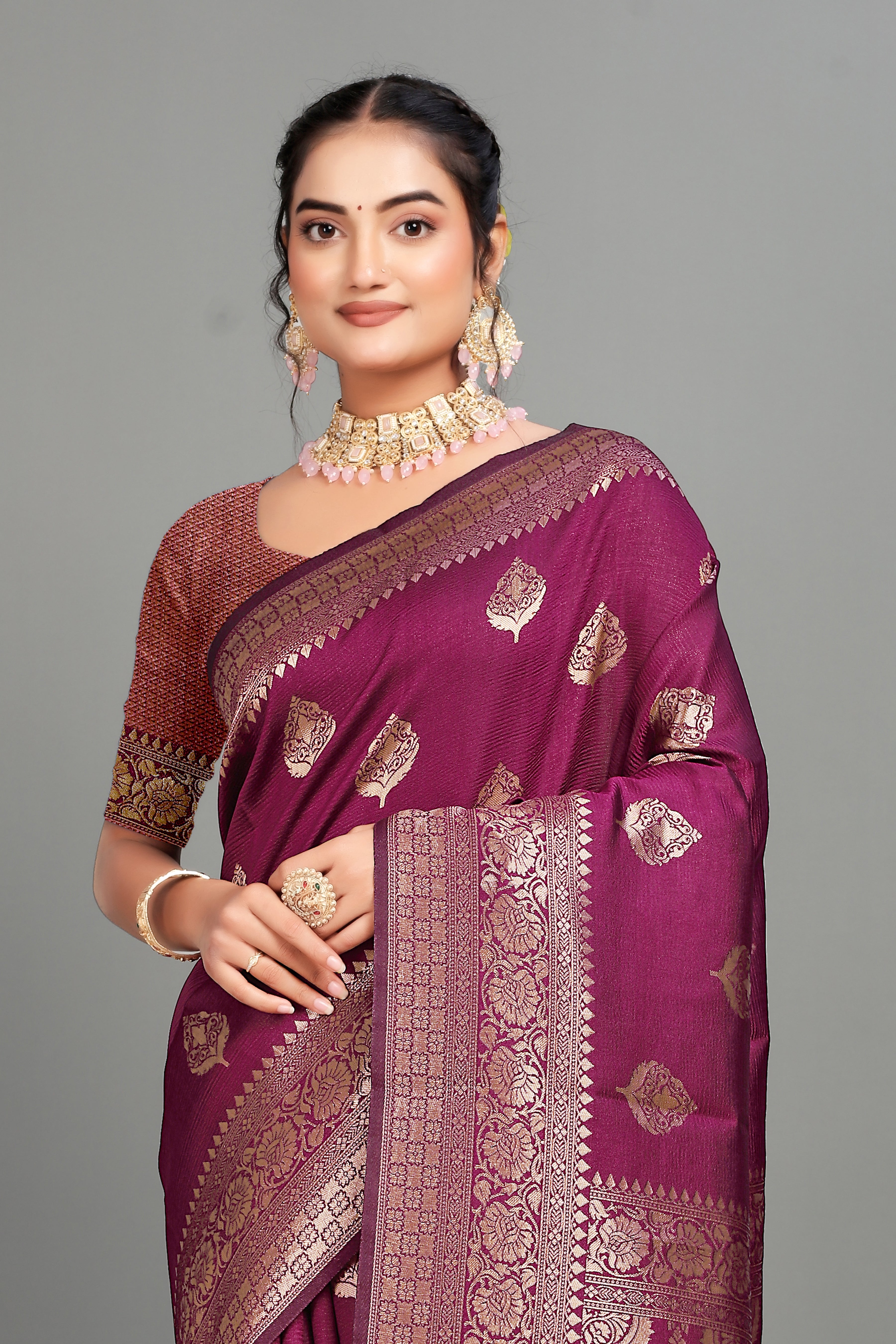 Purple Woven Silk Saree