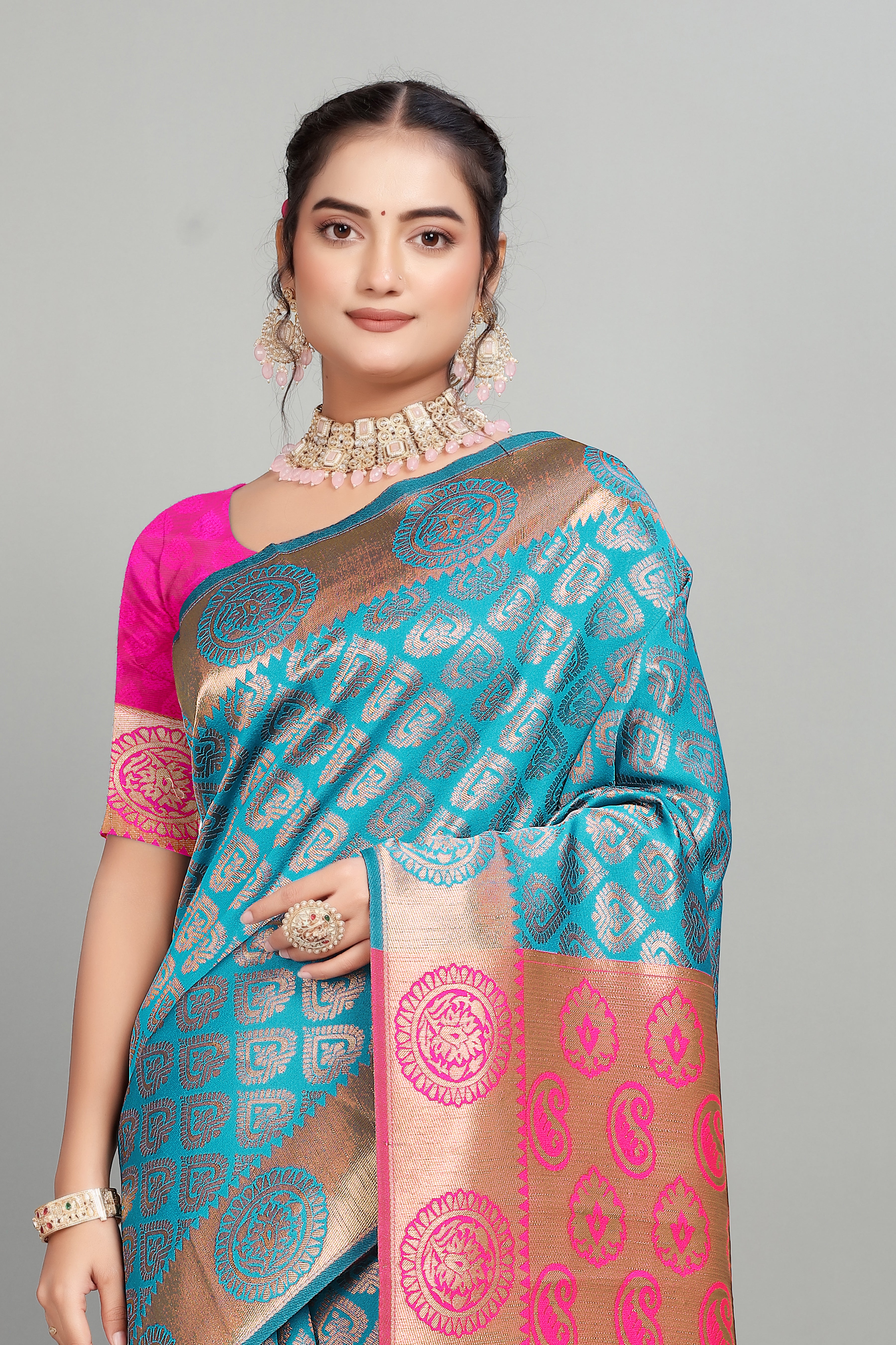 Blue Woven Silk Saree