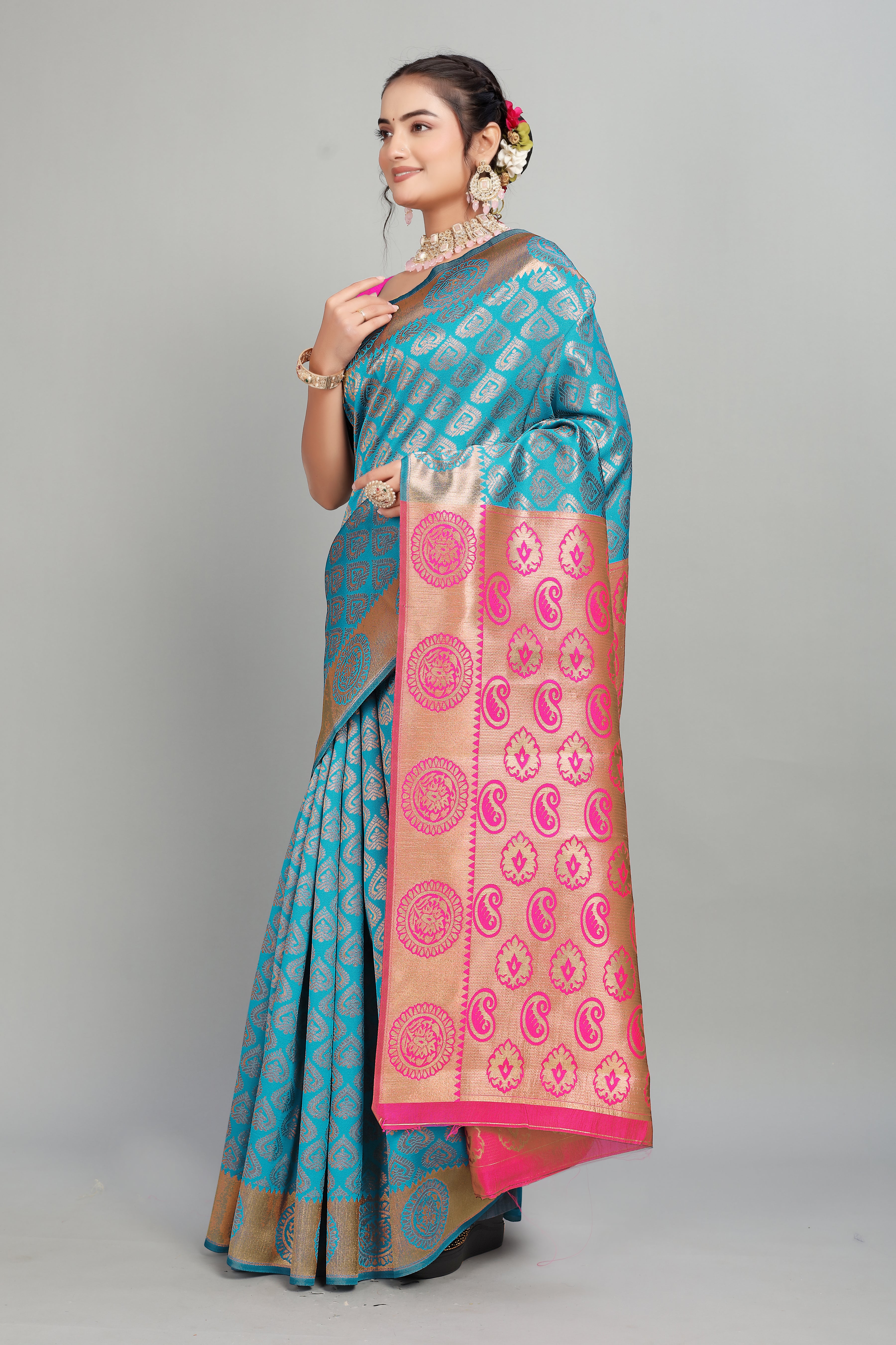 Blue Woven Silk Saree