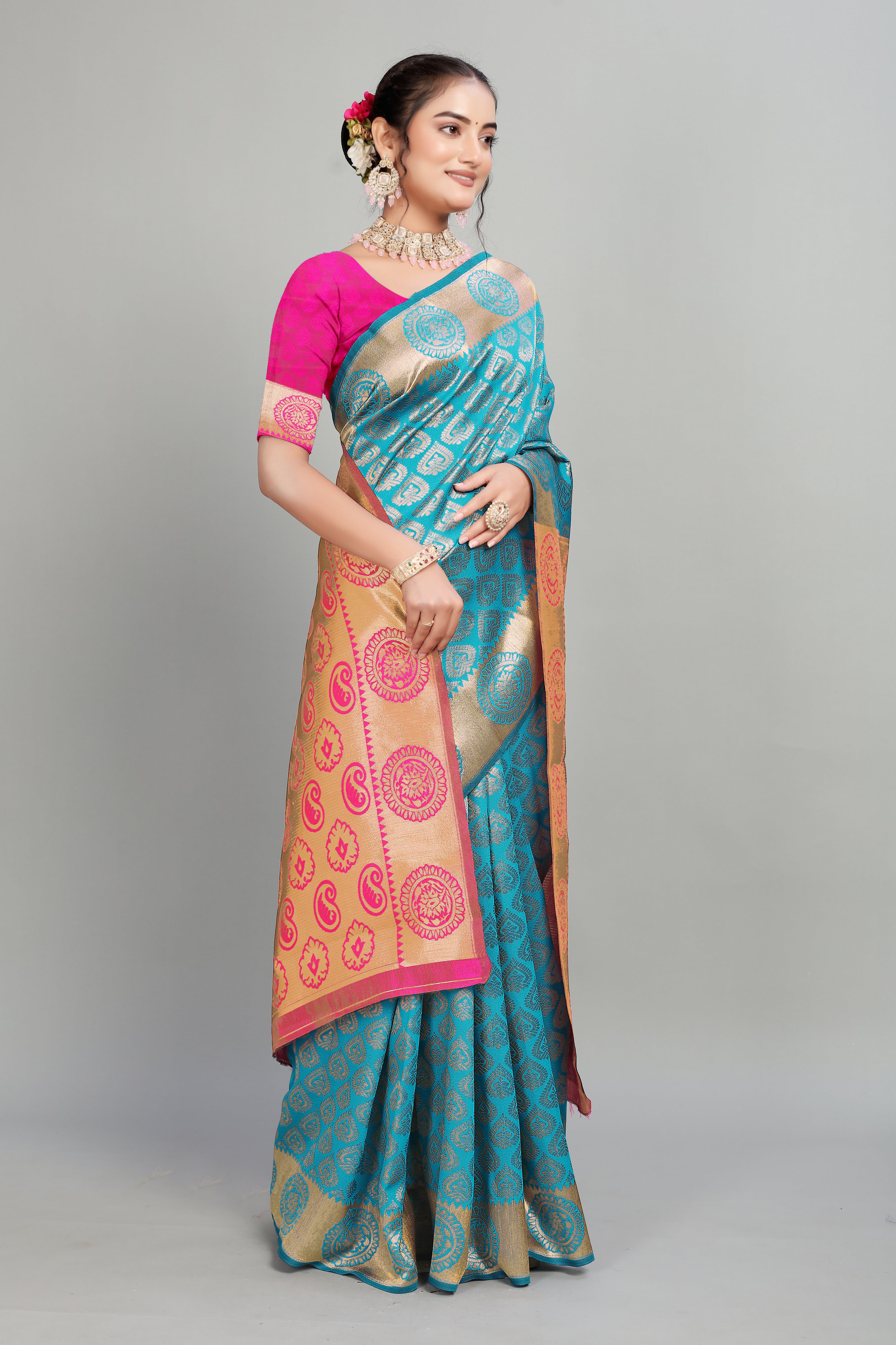 Blue Woven Silk Saree