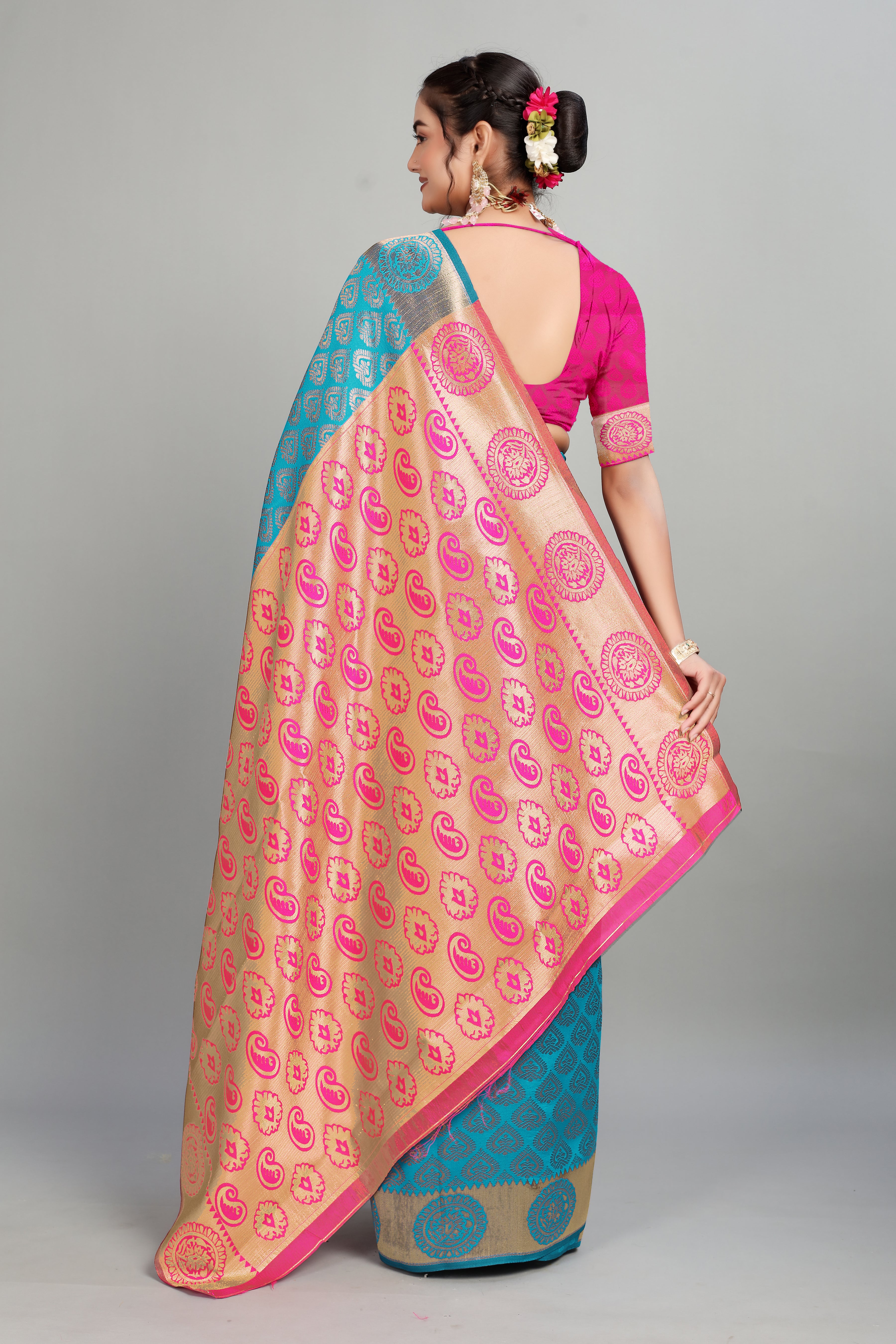 Blue Woven Silk Saree