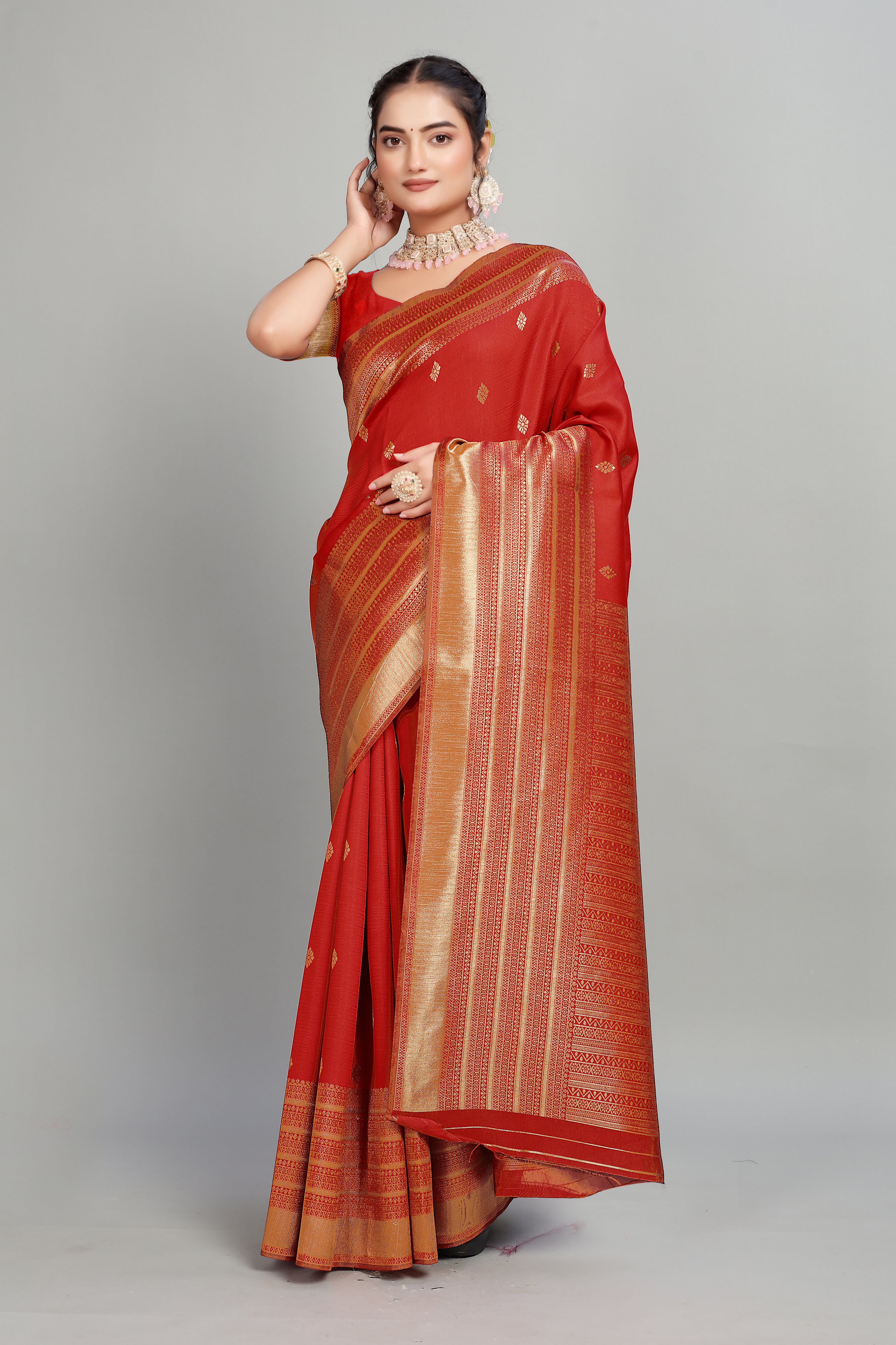 Red Woven Silk Saree