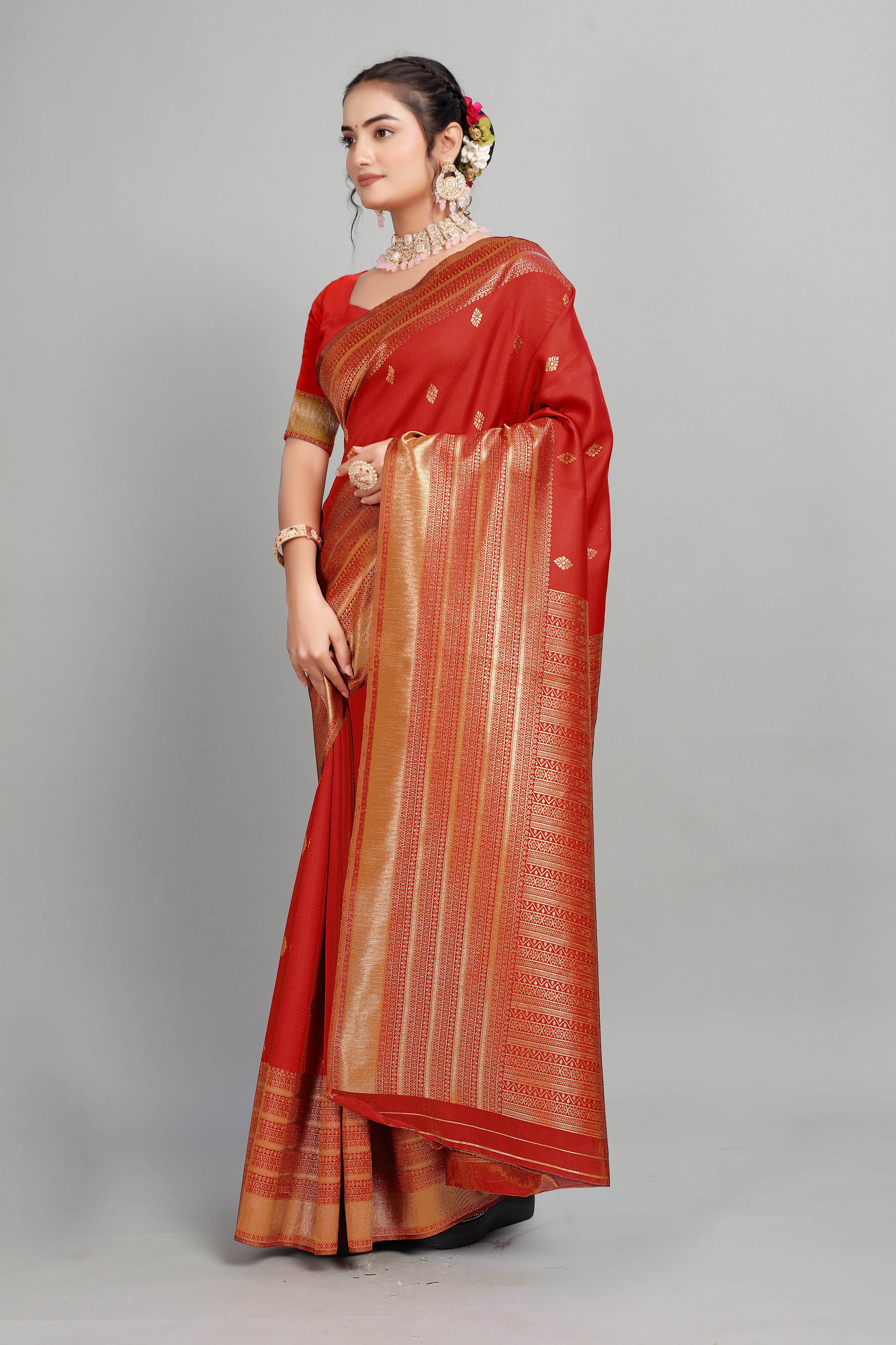 Red Woven Silk Saree