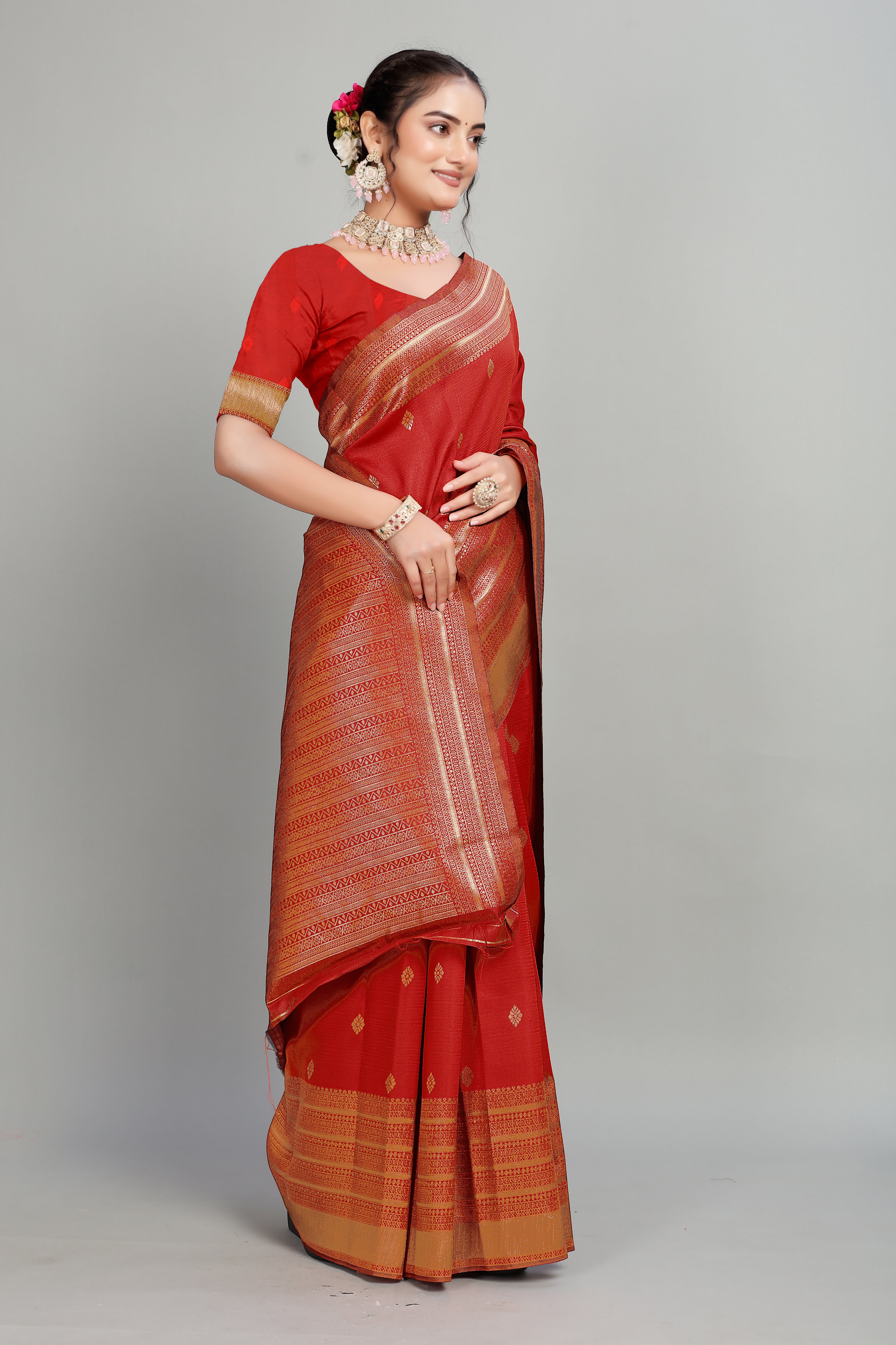 Red Woven Silk Saree