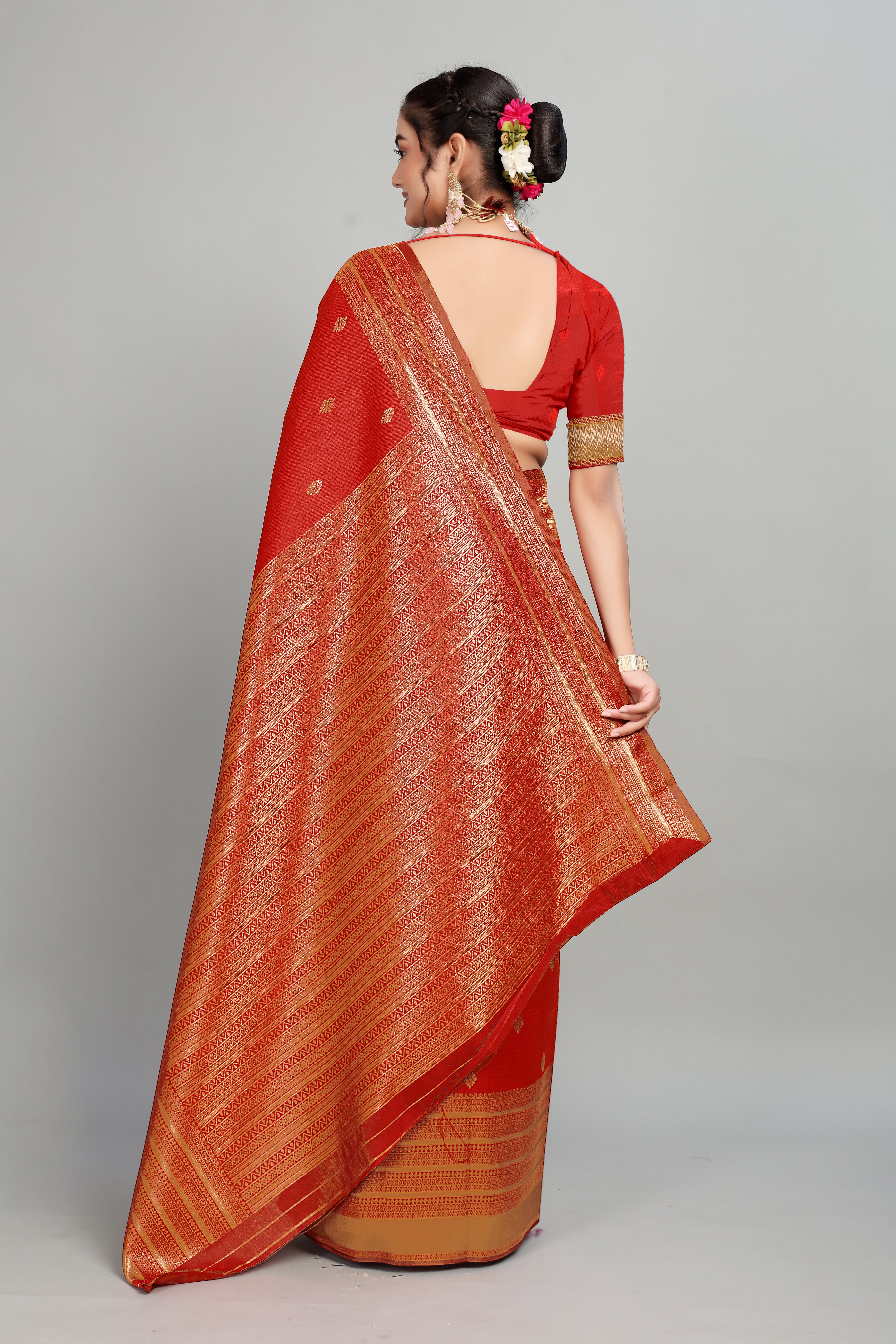Red Woven Silk Saree