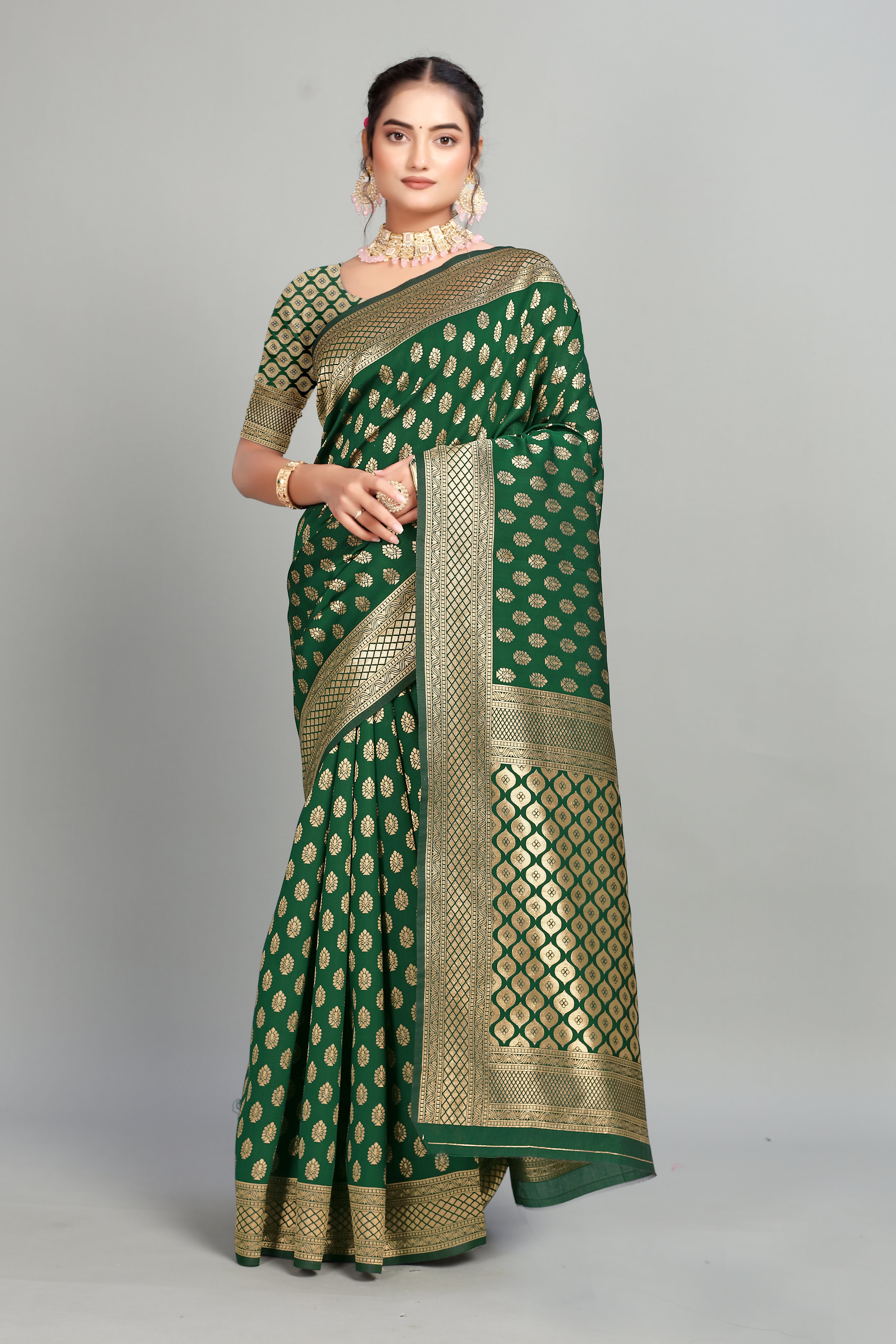 Green Woven Banarasi Silk Saree