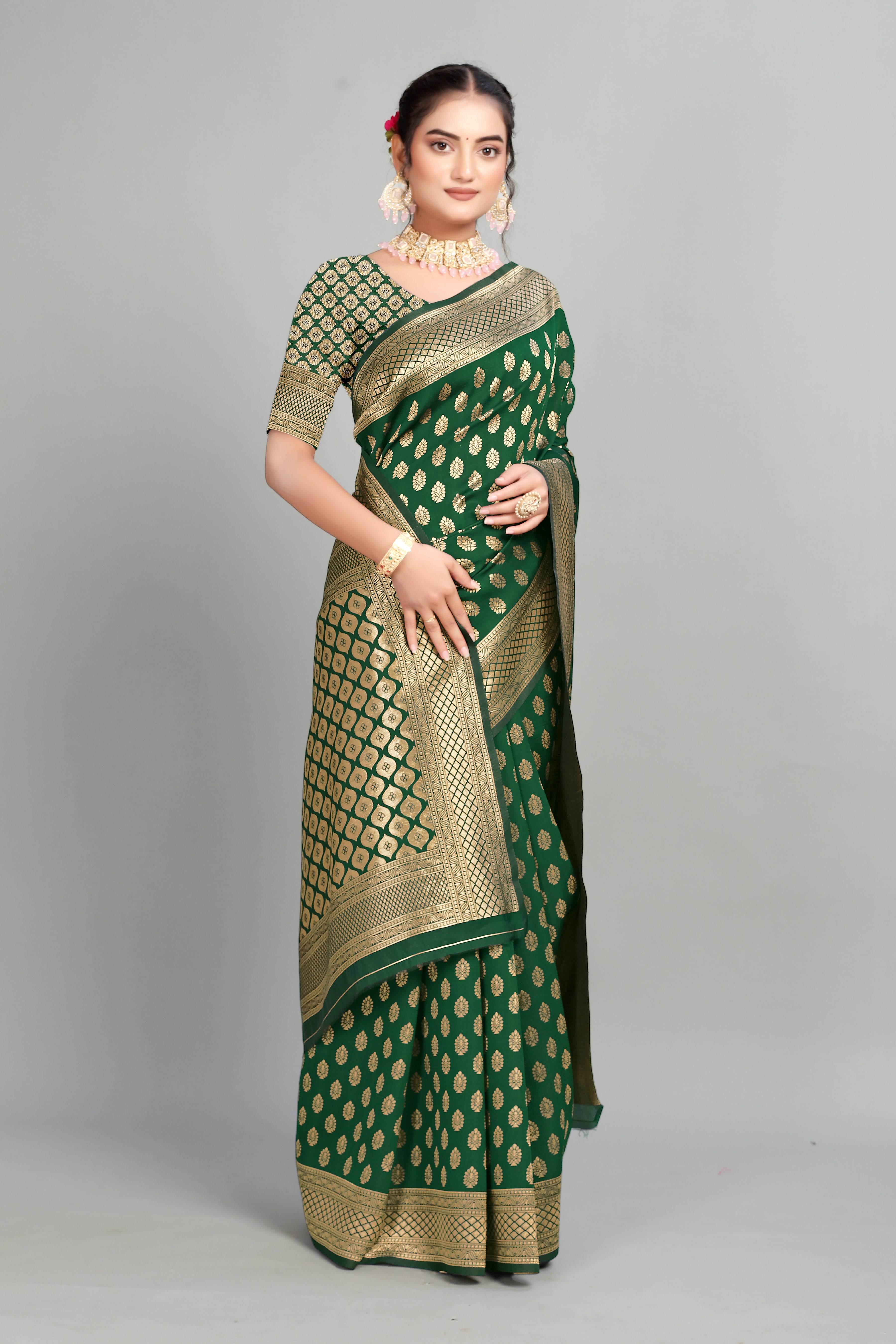 Green Woven Banarasi Silk Saree