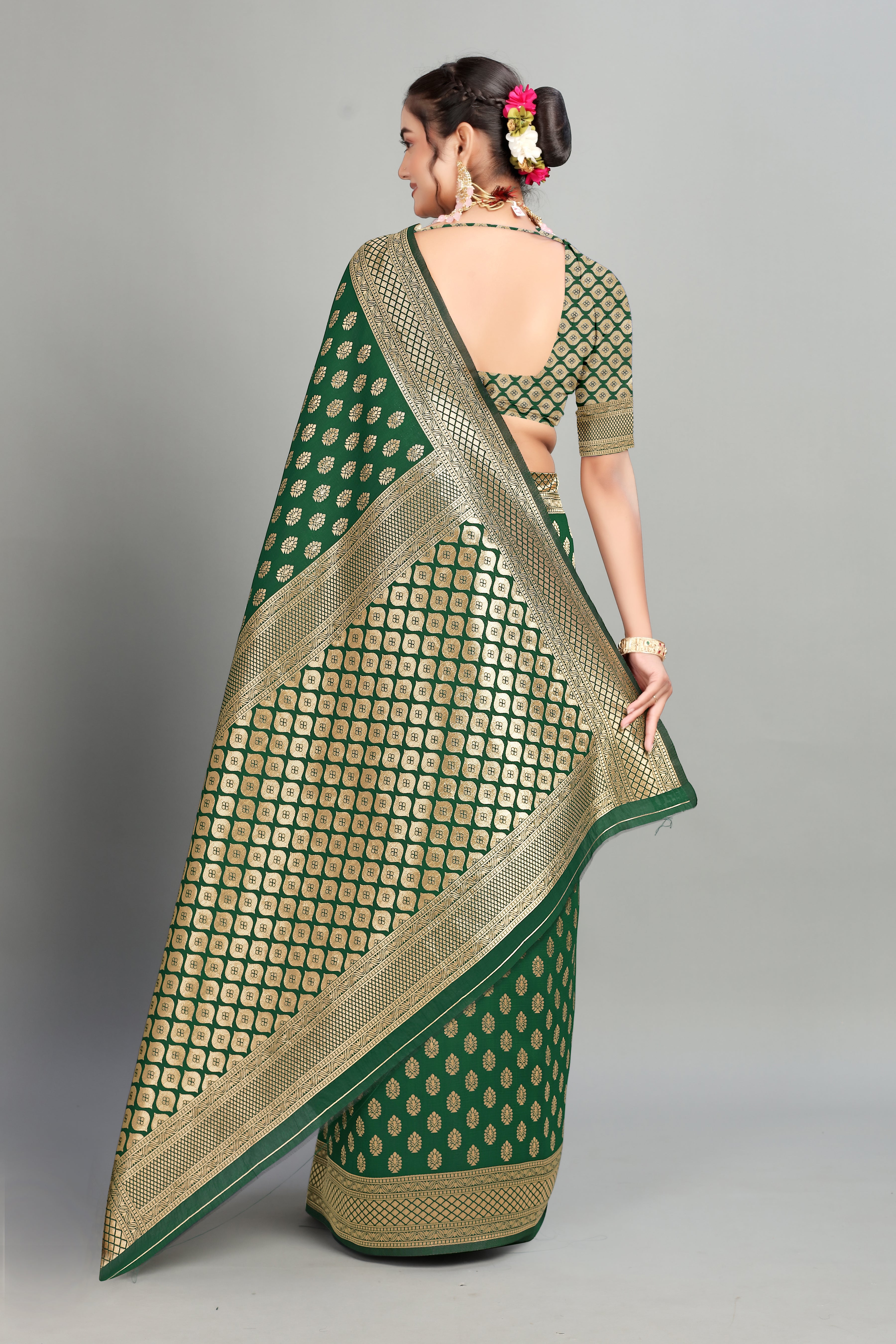 Green Woven Banarasi Silk Saree
