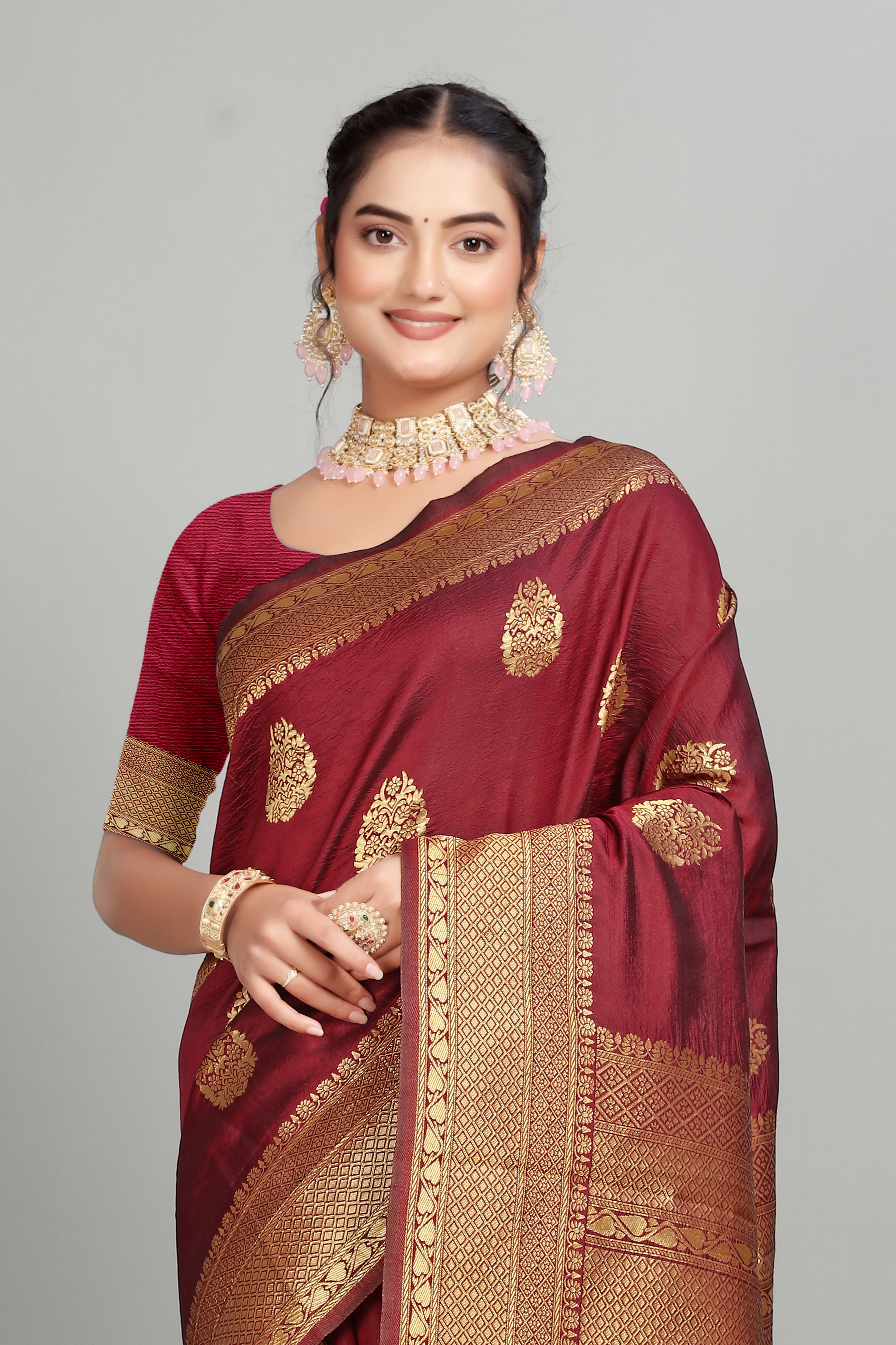 Red Woven Banarasi Silk Saree