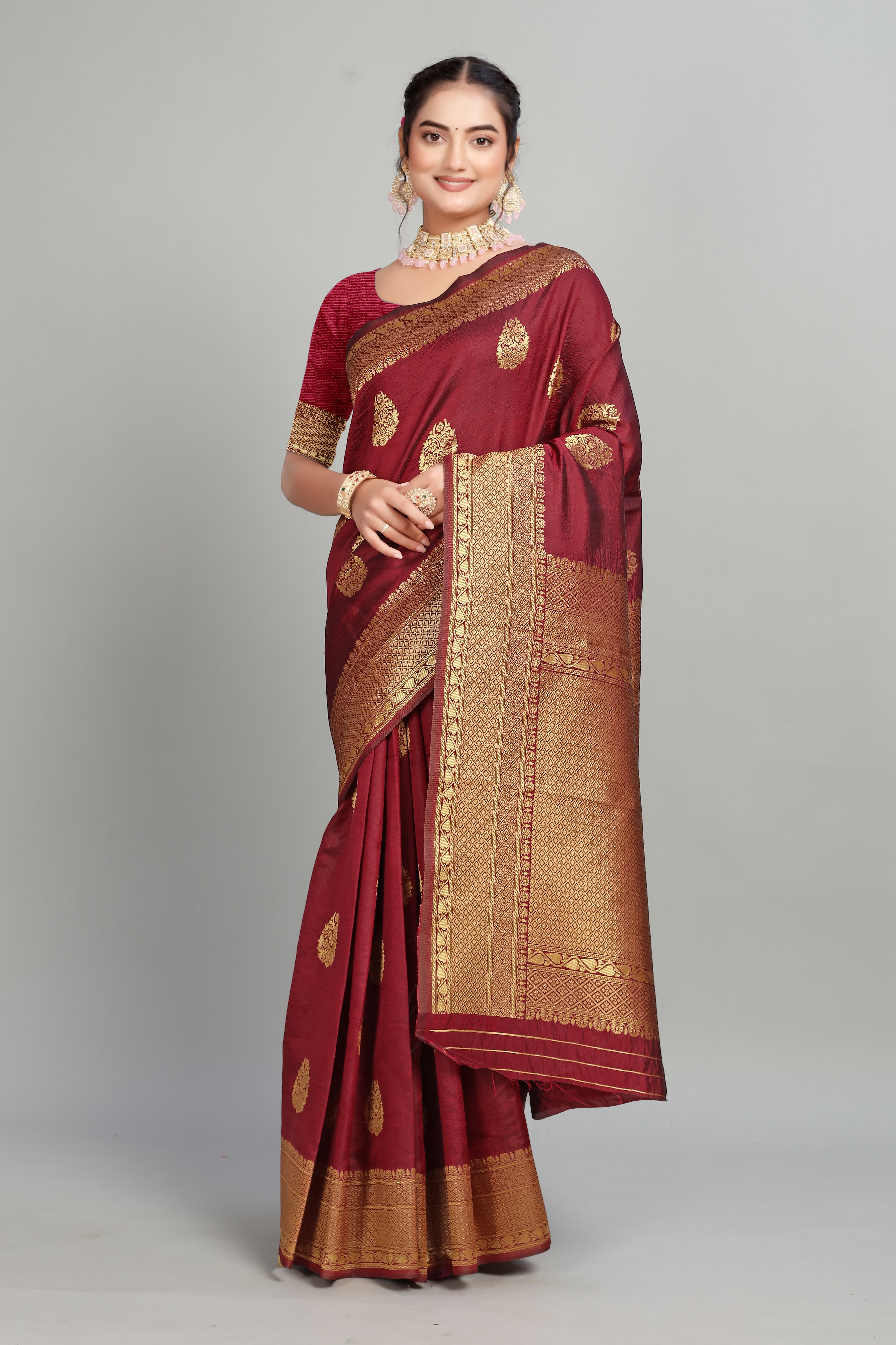 Red Woven Banarasi Silk Saree