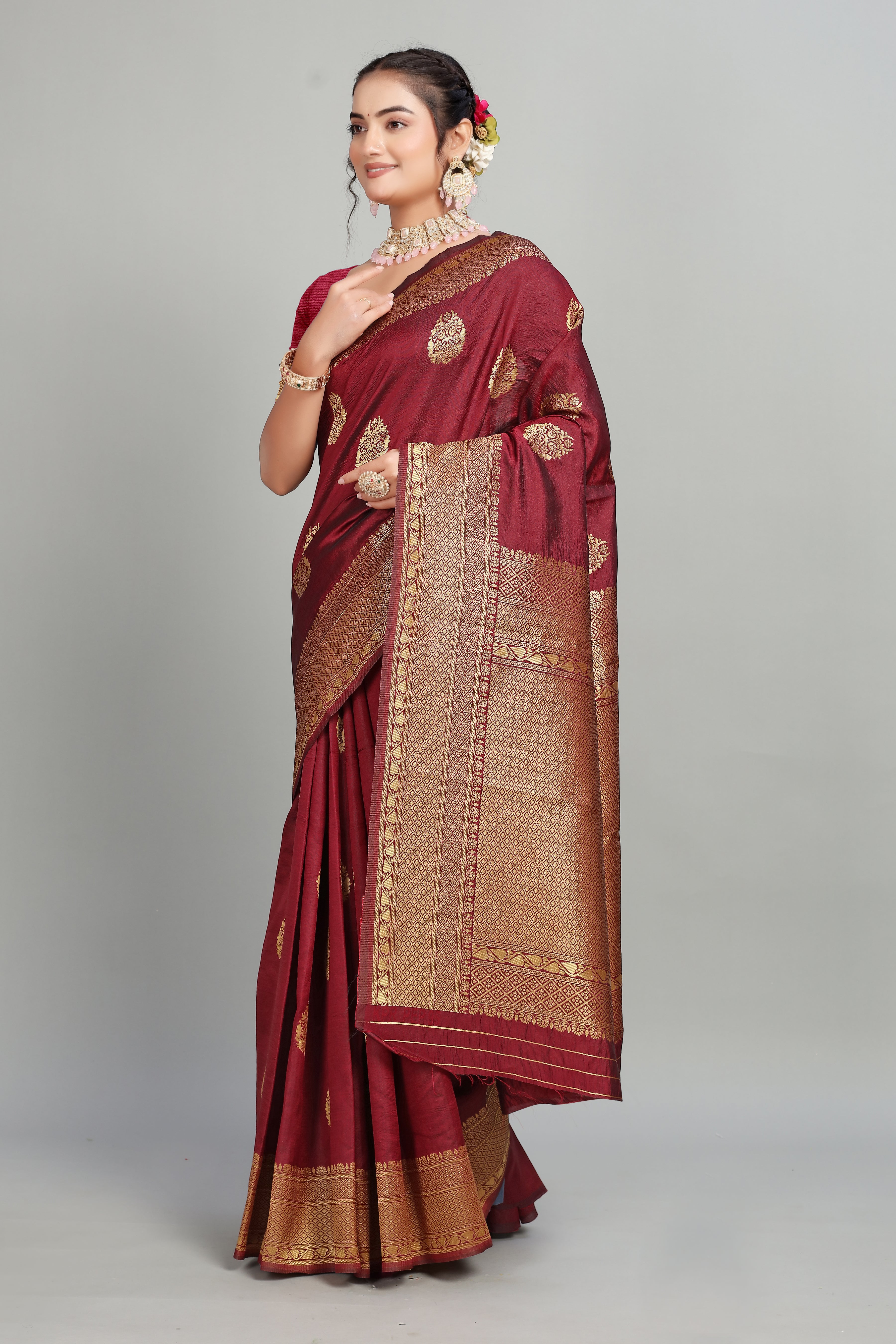 Red Woven Banarasi Silk Saree