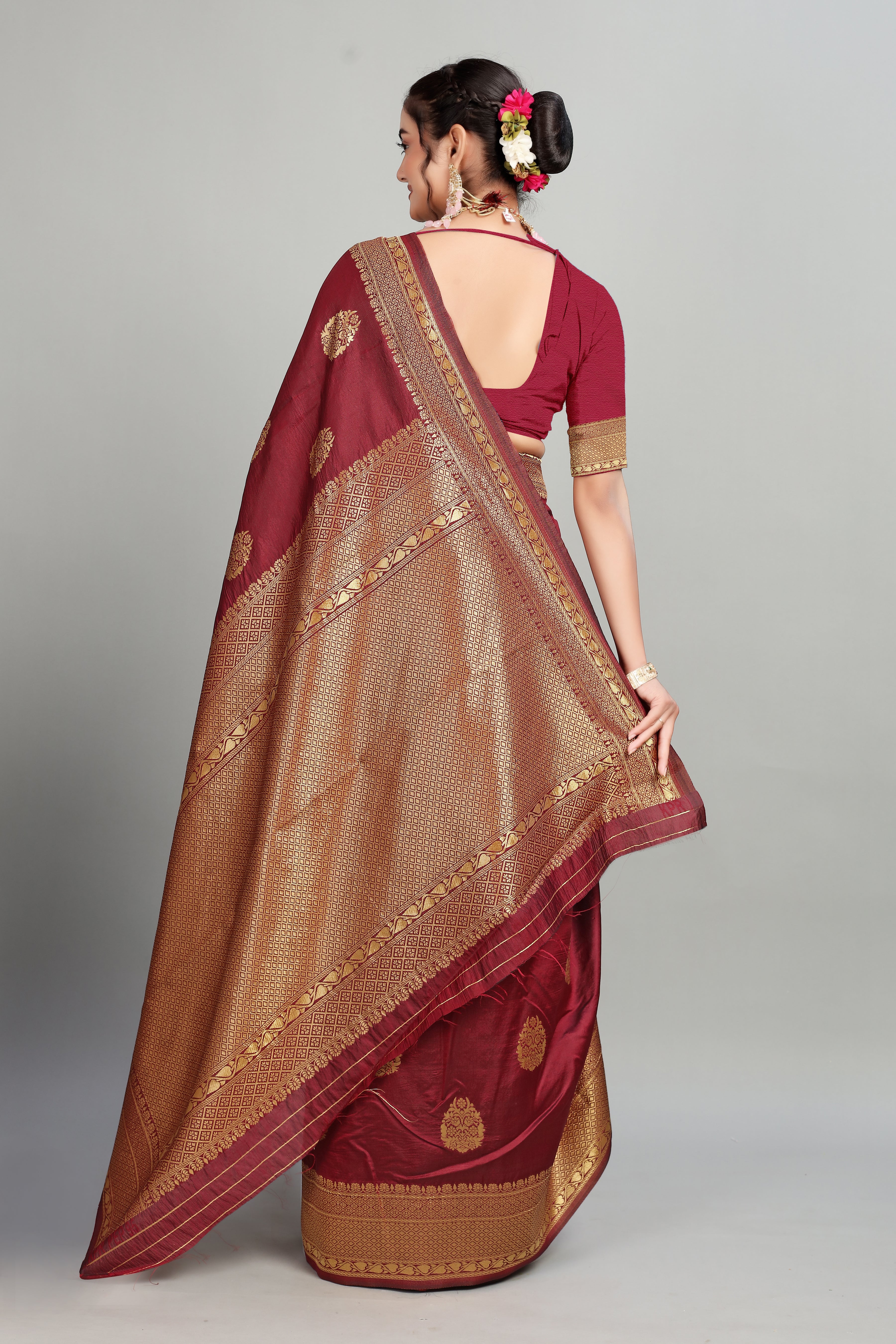 Red Woven Banarasi Silk Saree