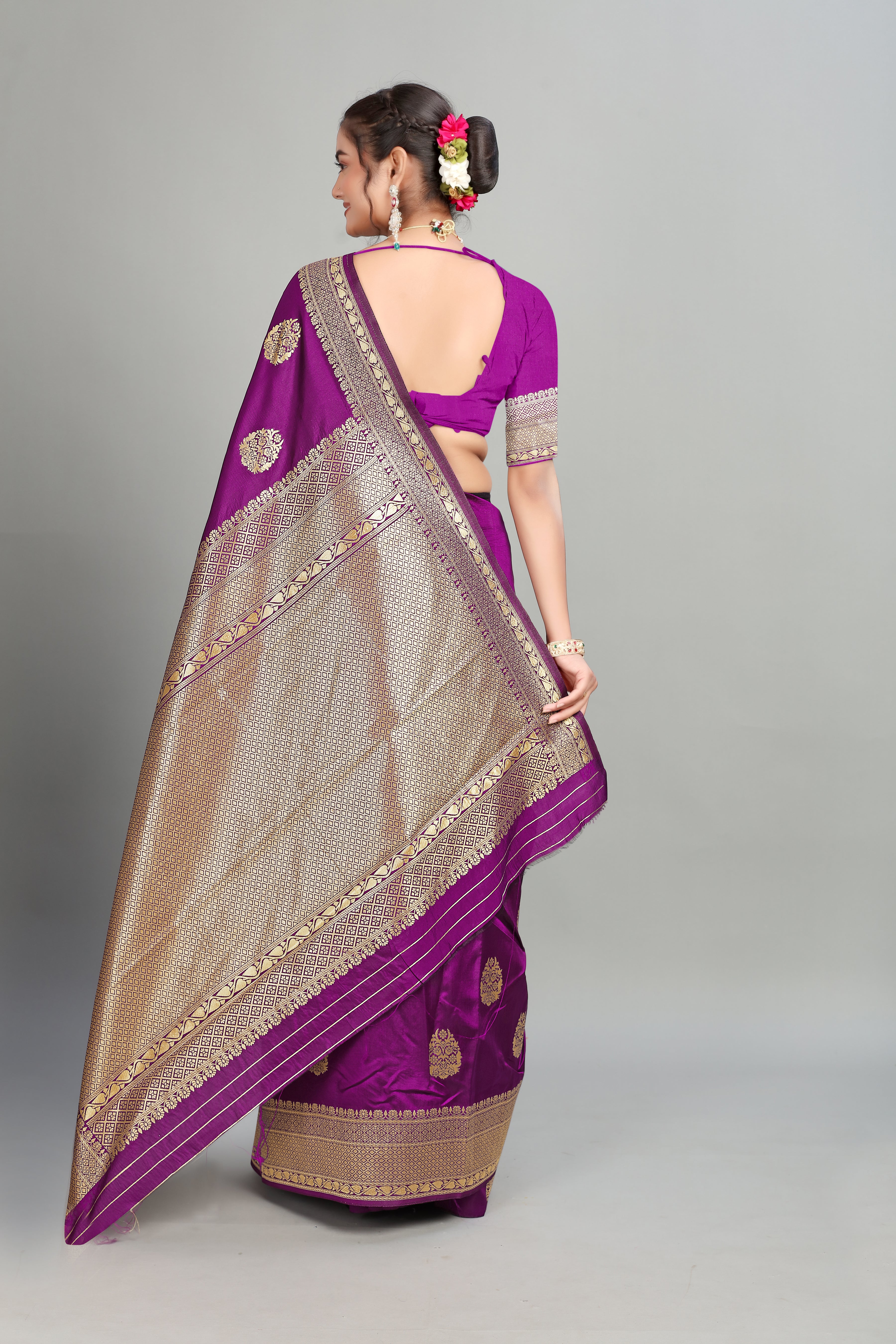 Purple Woven Banarasi Silk Saree