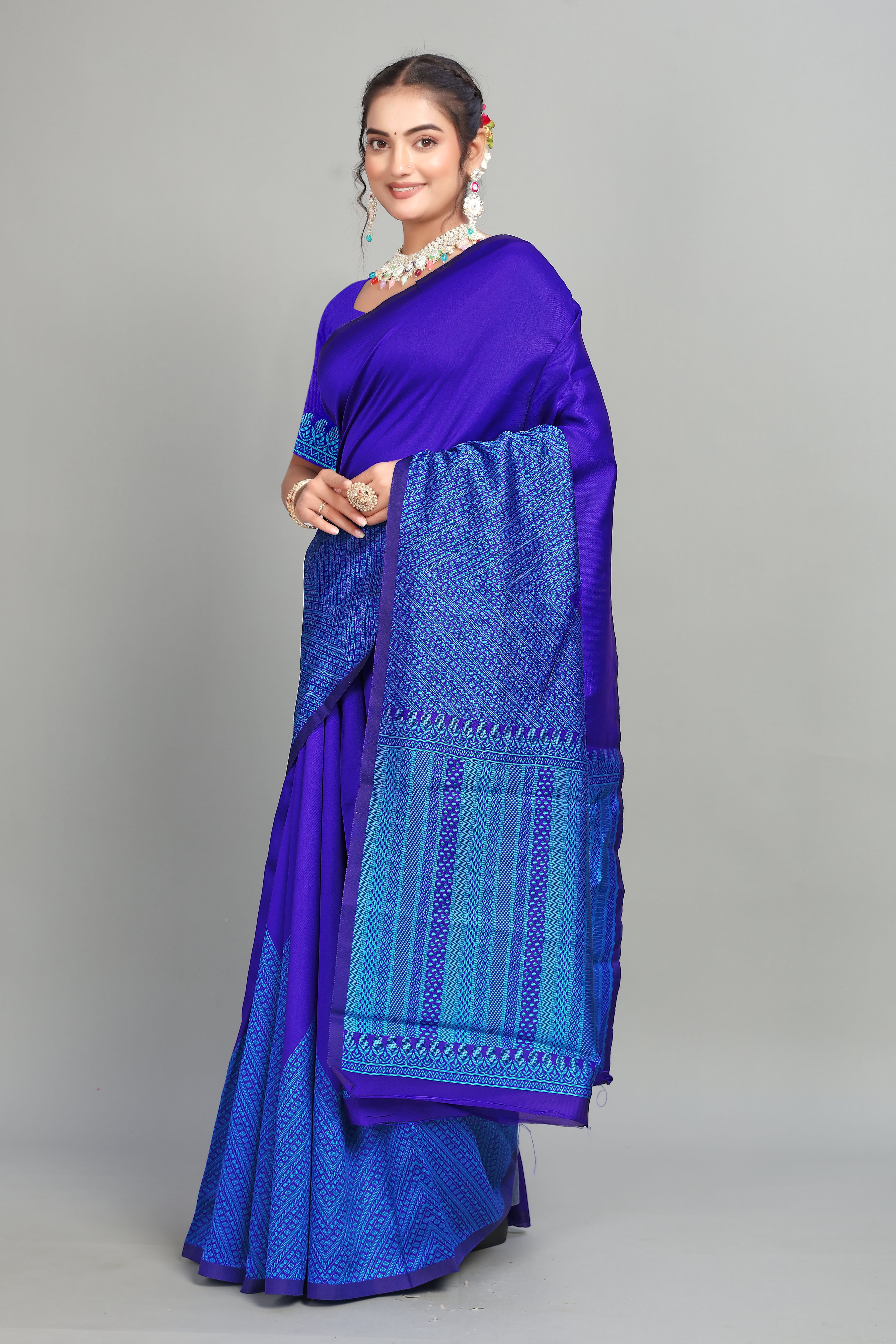 Royal Blue Woven Silk Saree