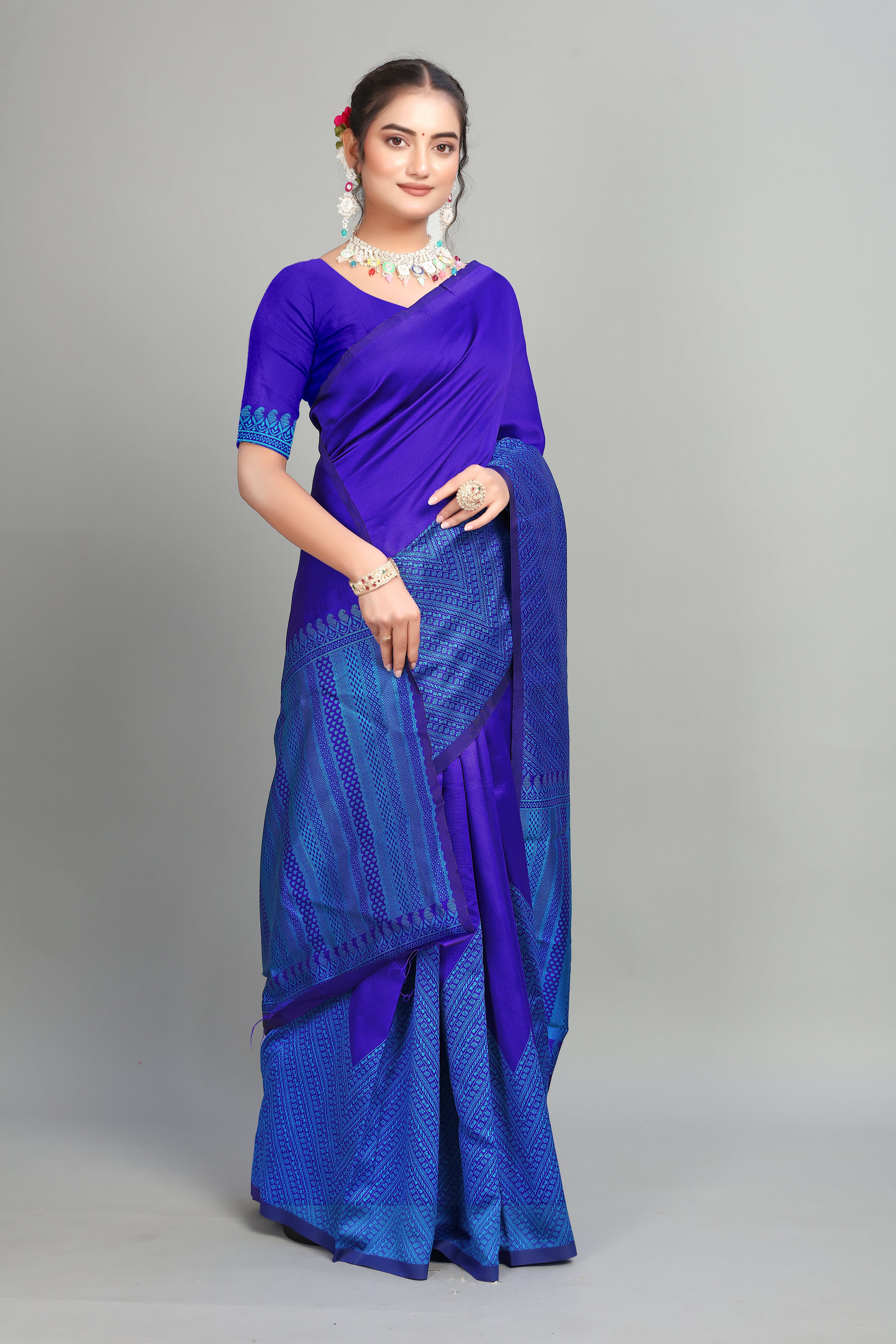 Royal Blue Woven Silk Saree