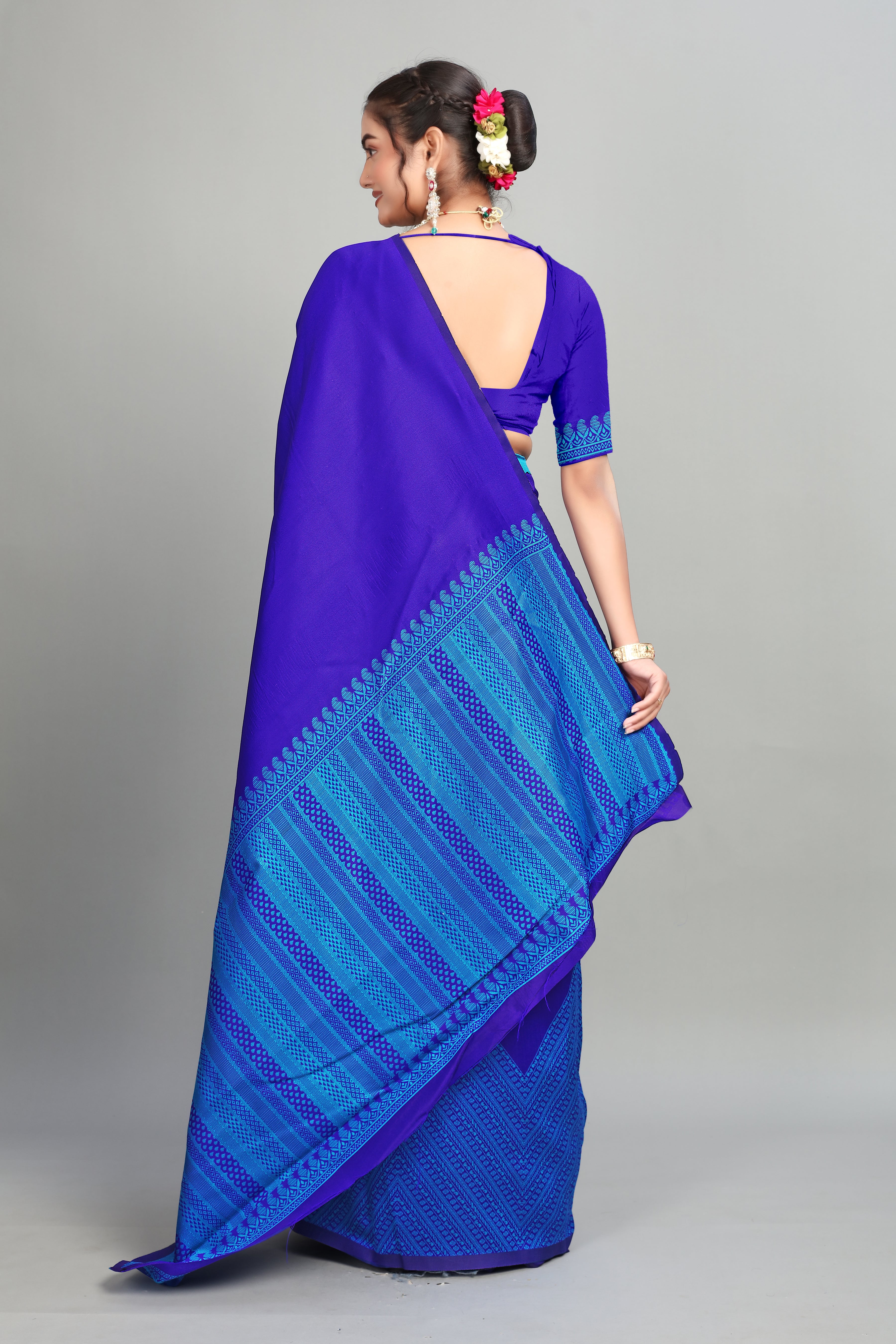 Royal Blue Woven Silk Saree