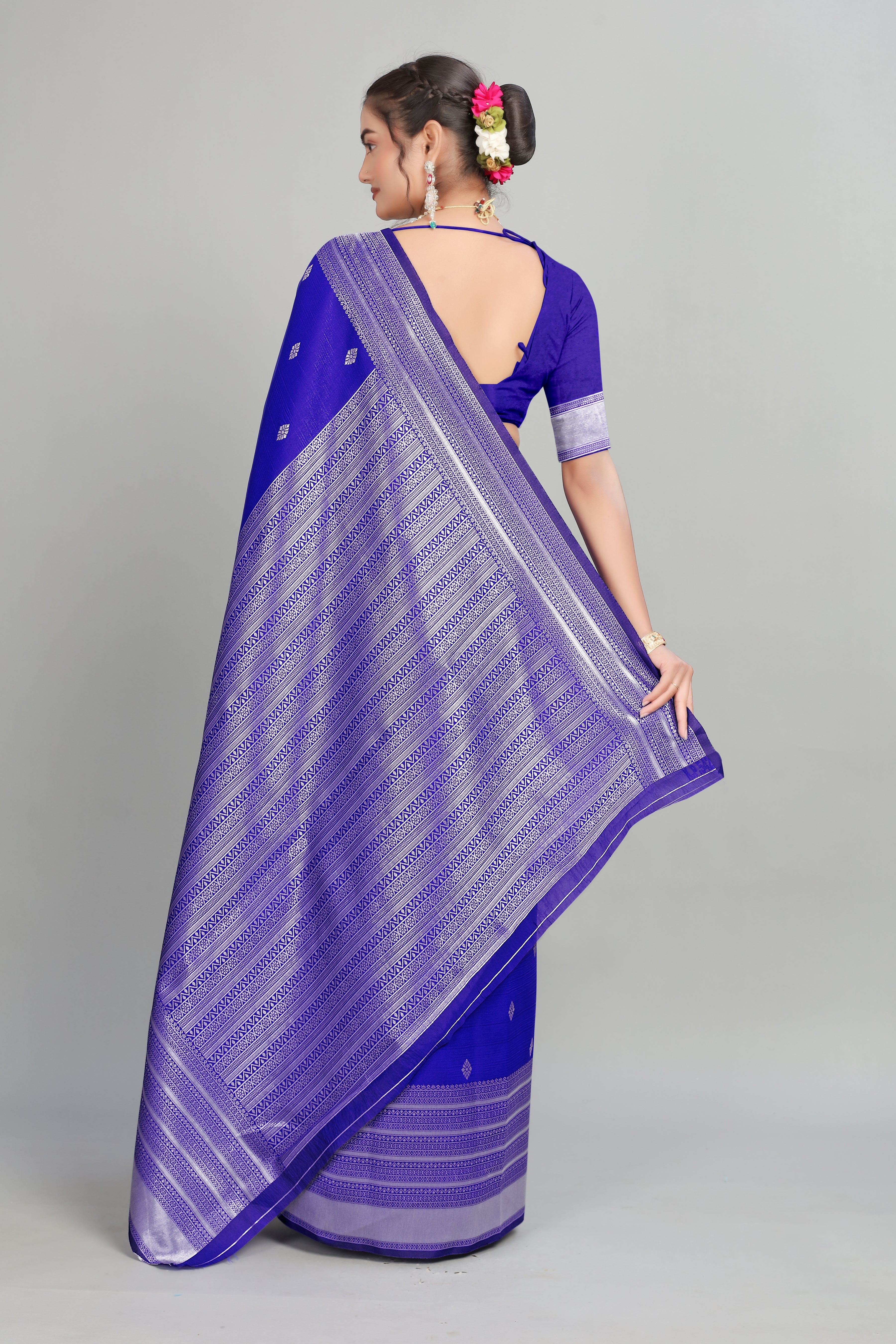 Royal Blue Woven Silk Saree