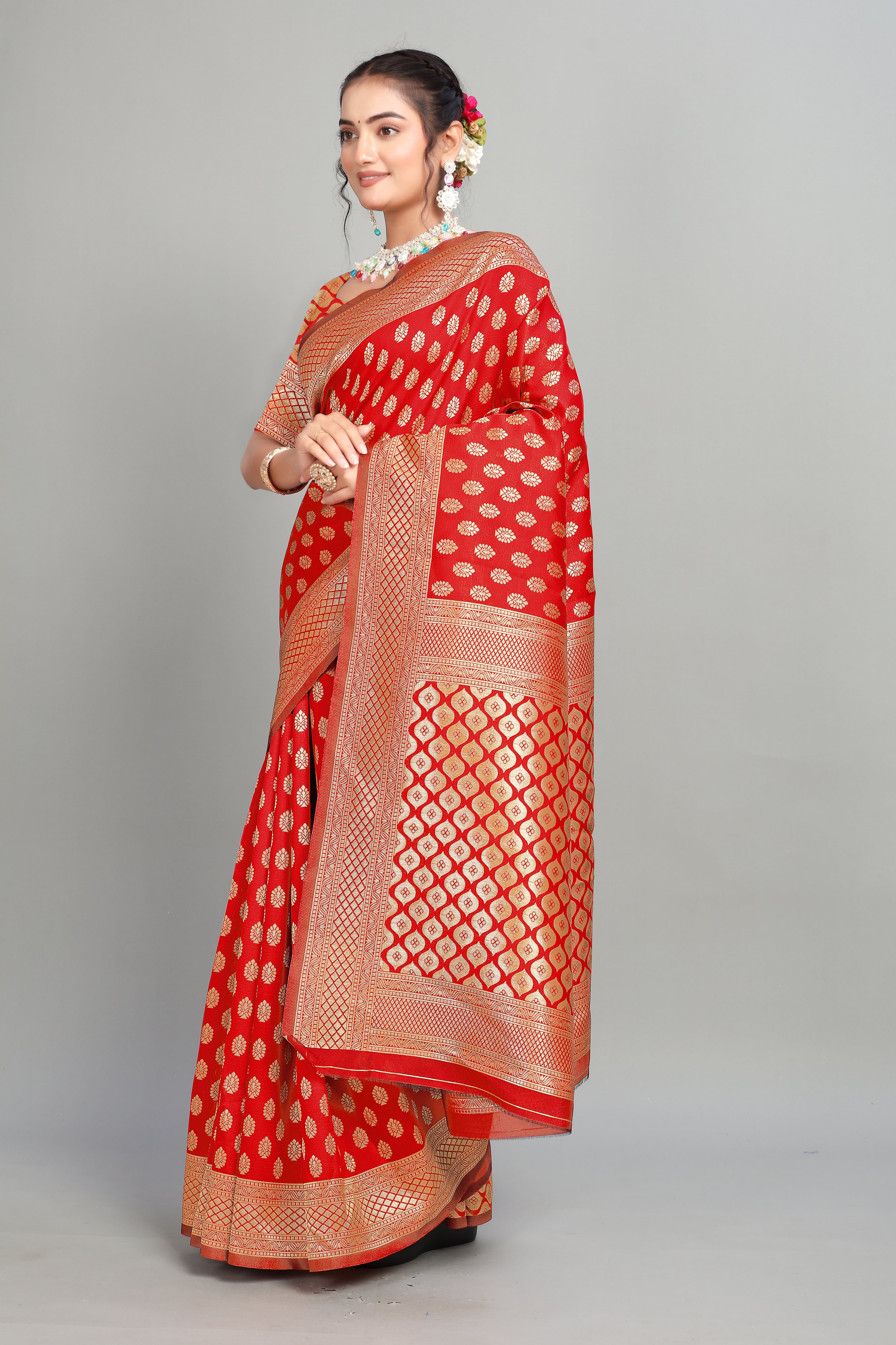 Red Woven Banarasi Silk Saree