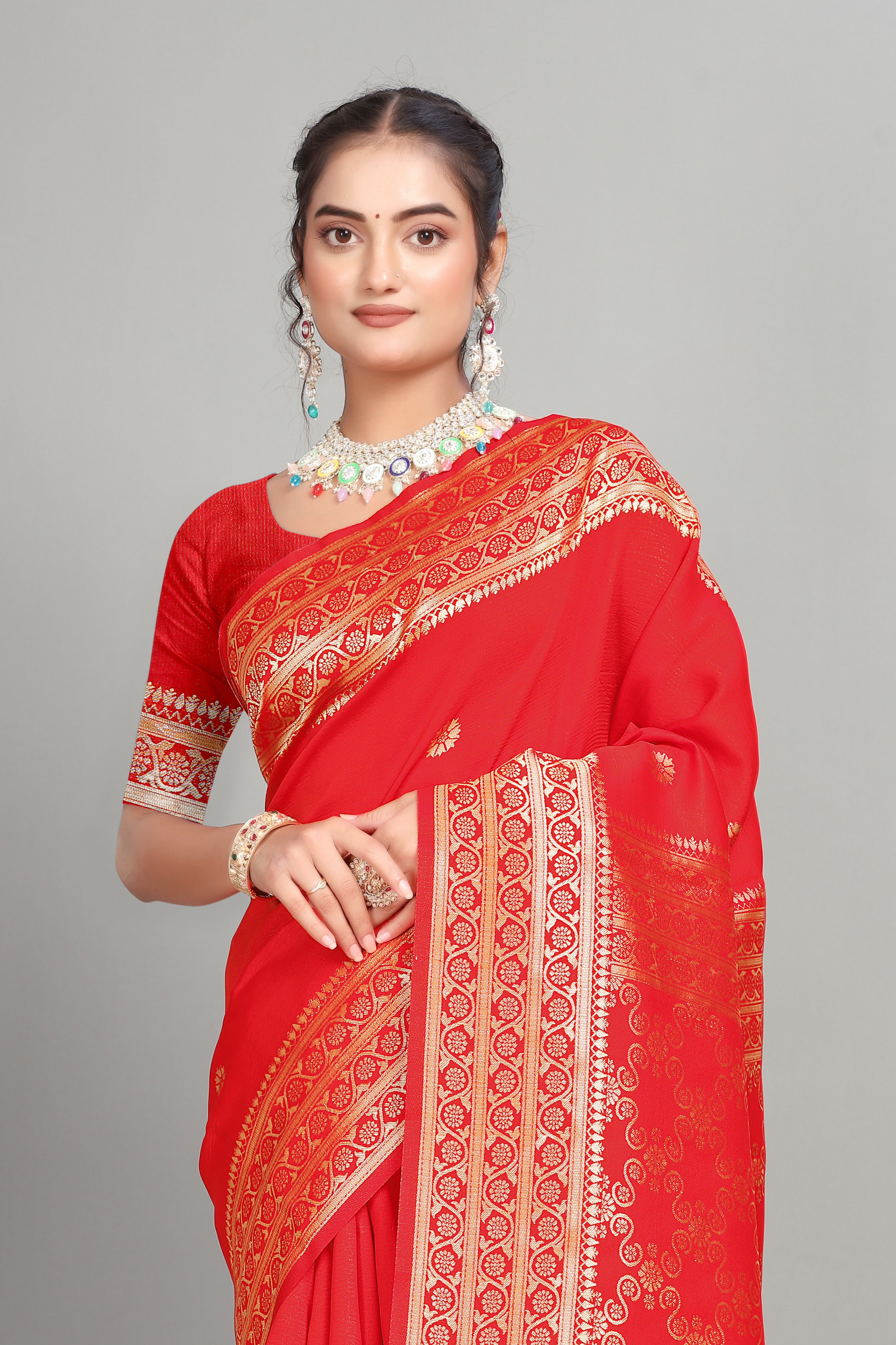 Red Woven Silk Saree