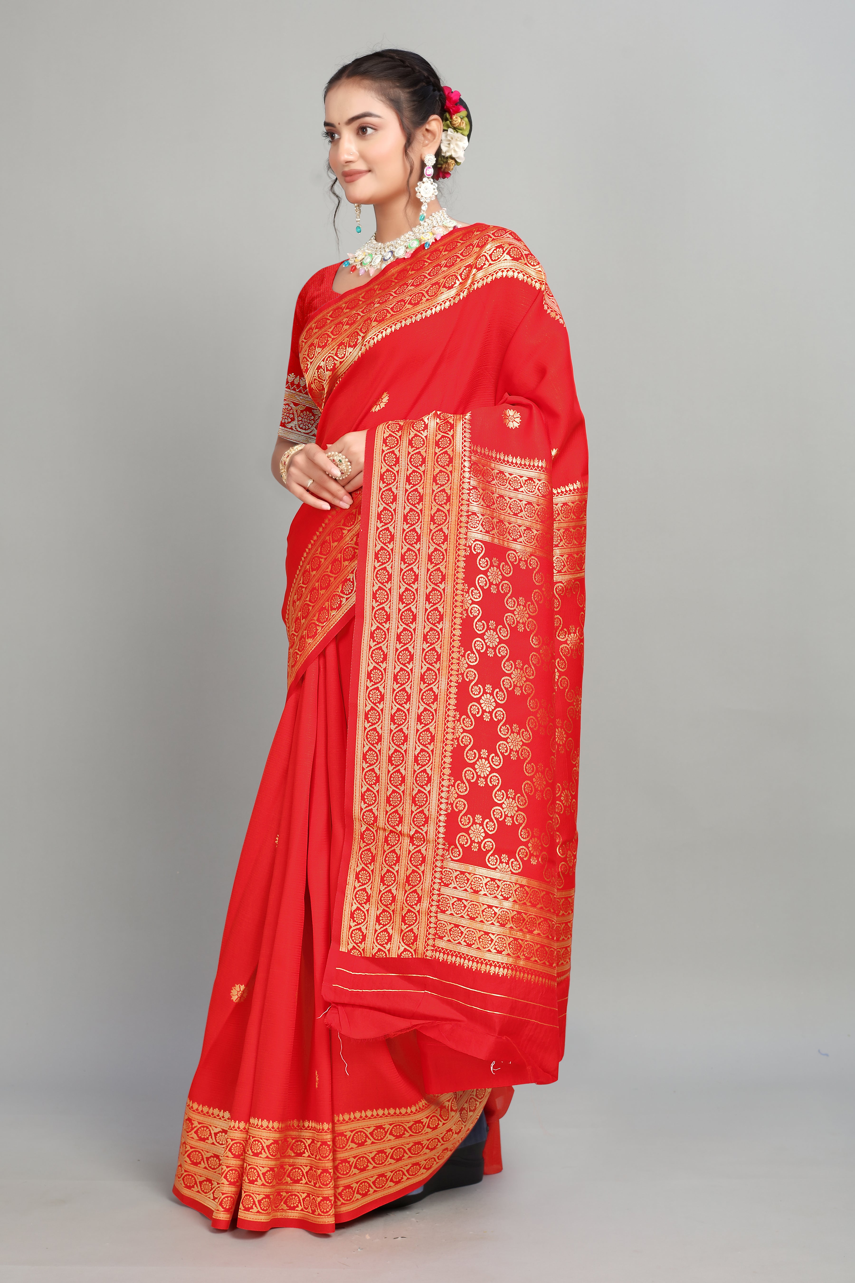 Red Woven Silk Saree