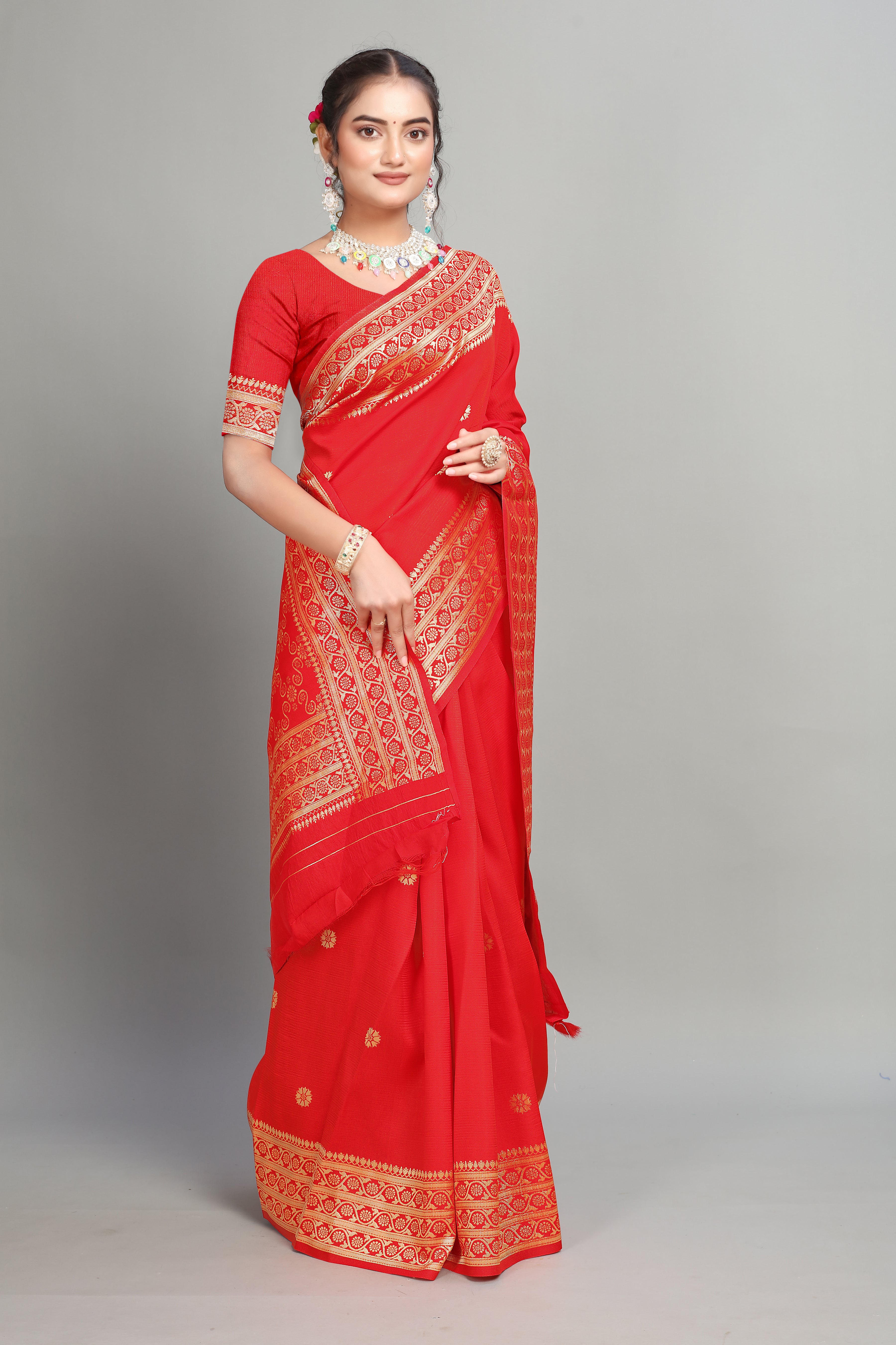 Red Woven Silk Saree