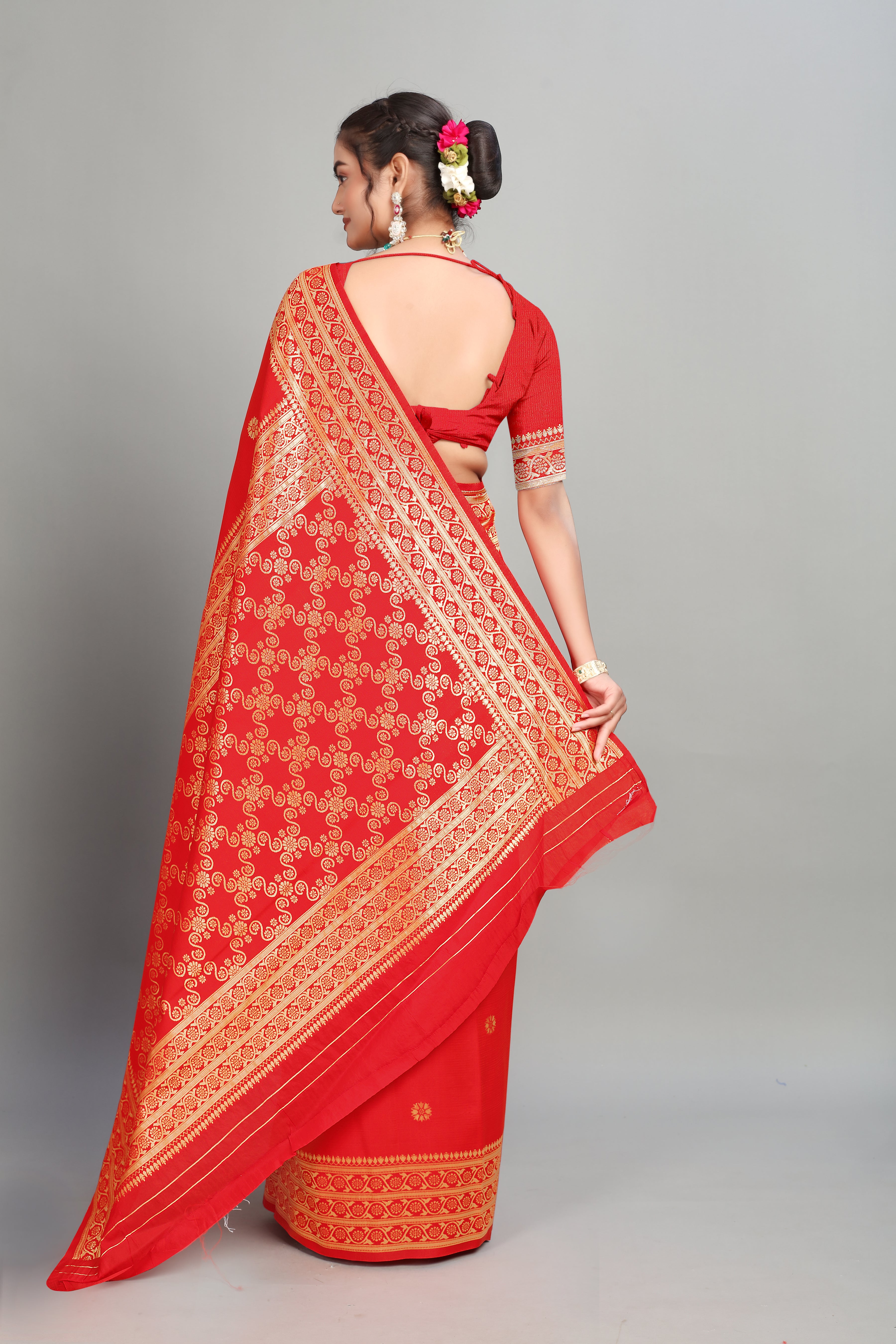 Red Woven Silk Saree