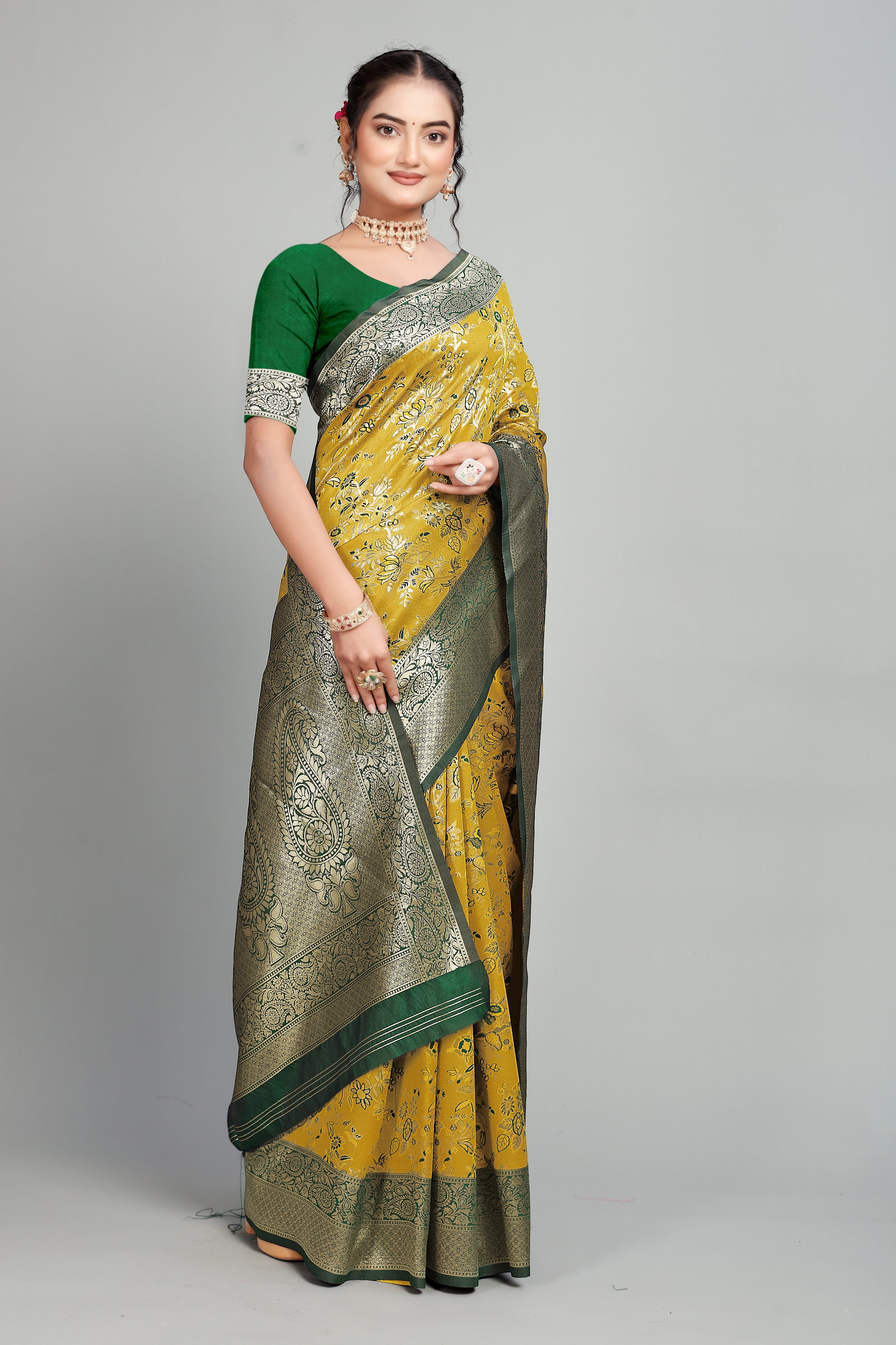Yellow Woven Banarasi Silk Saree