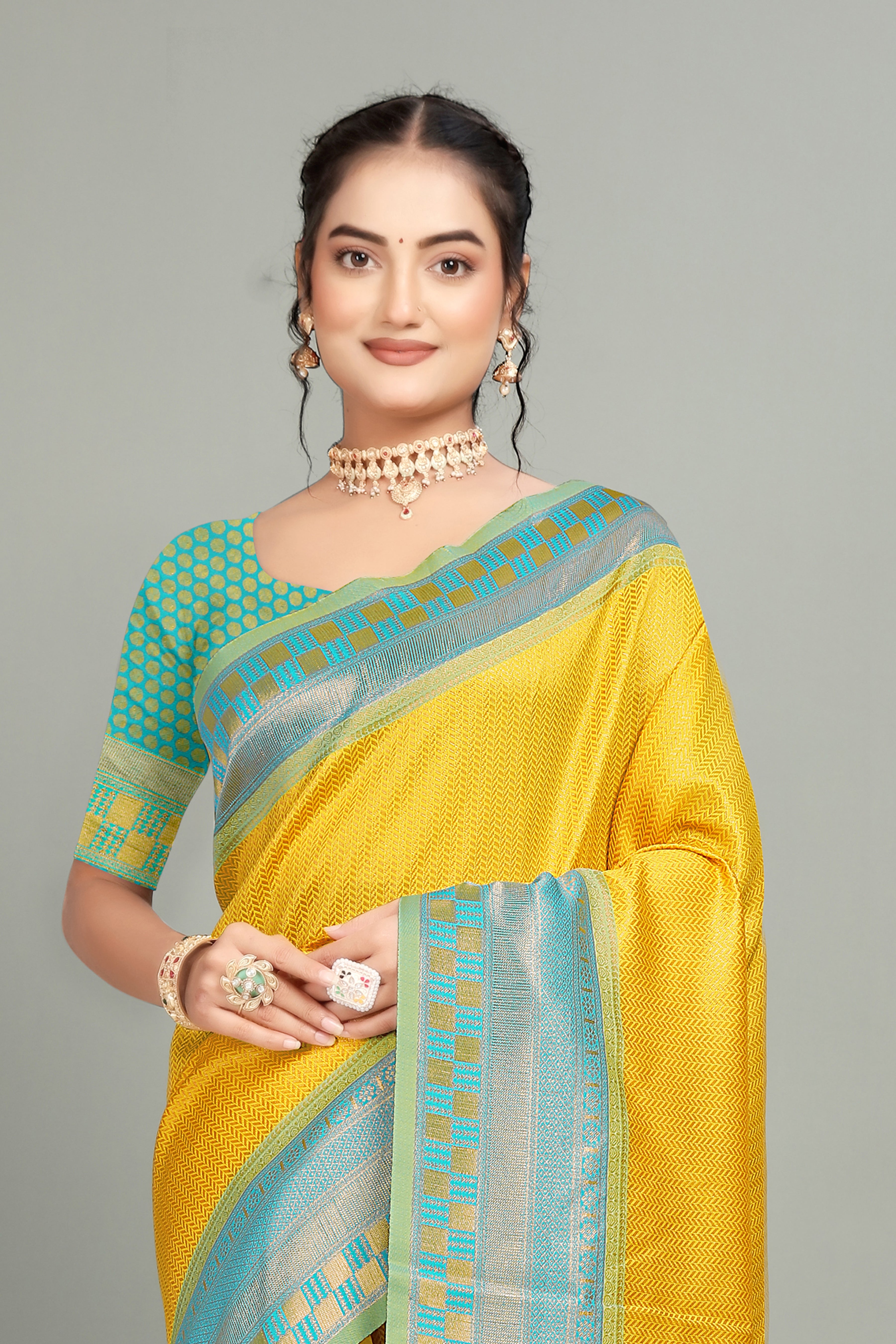 Yellow Woven Banarasi Silk Saree