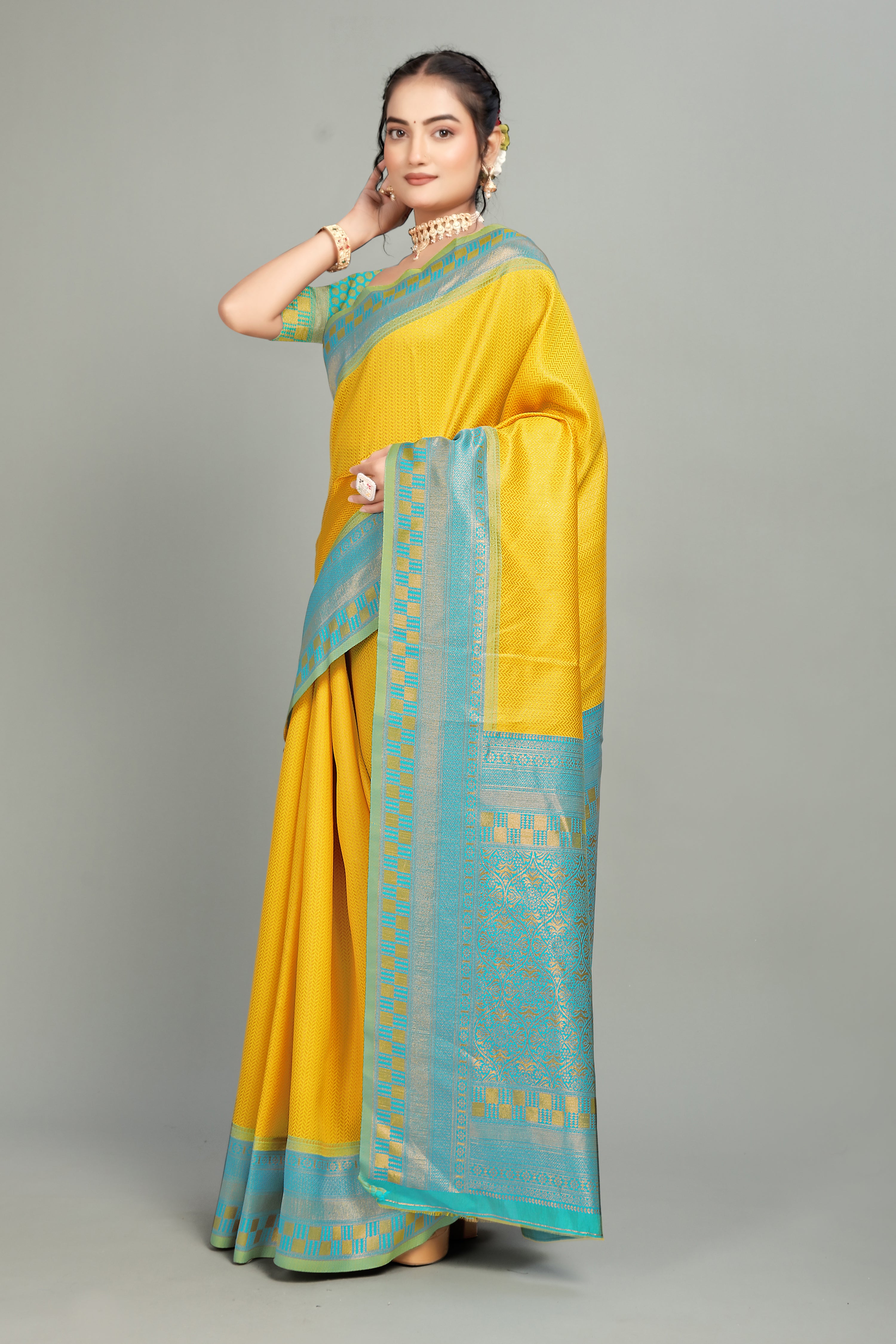 Yellow Woven Banarasi Silk Saree