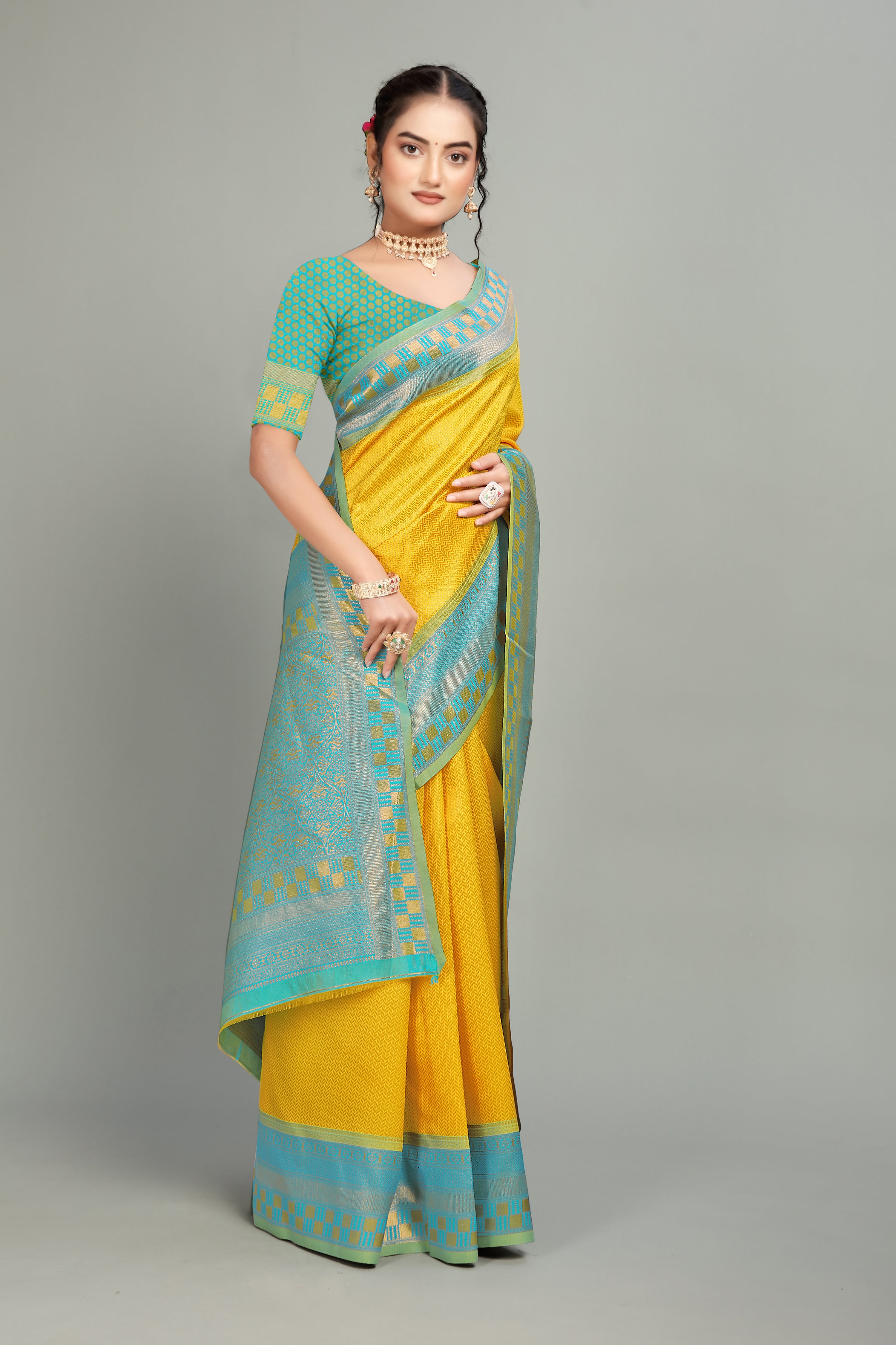 Yellow Woven Banarasi Silk Saree