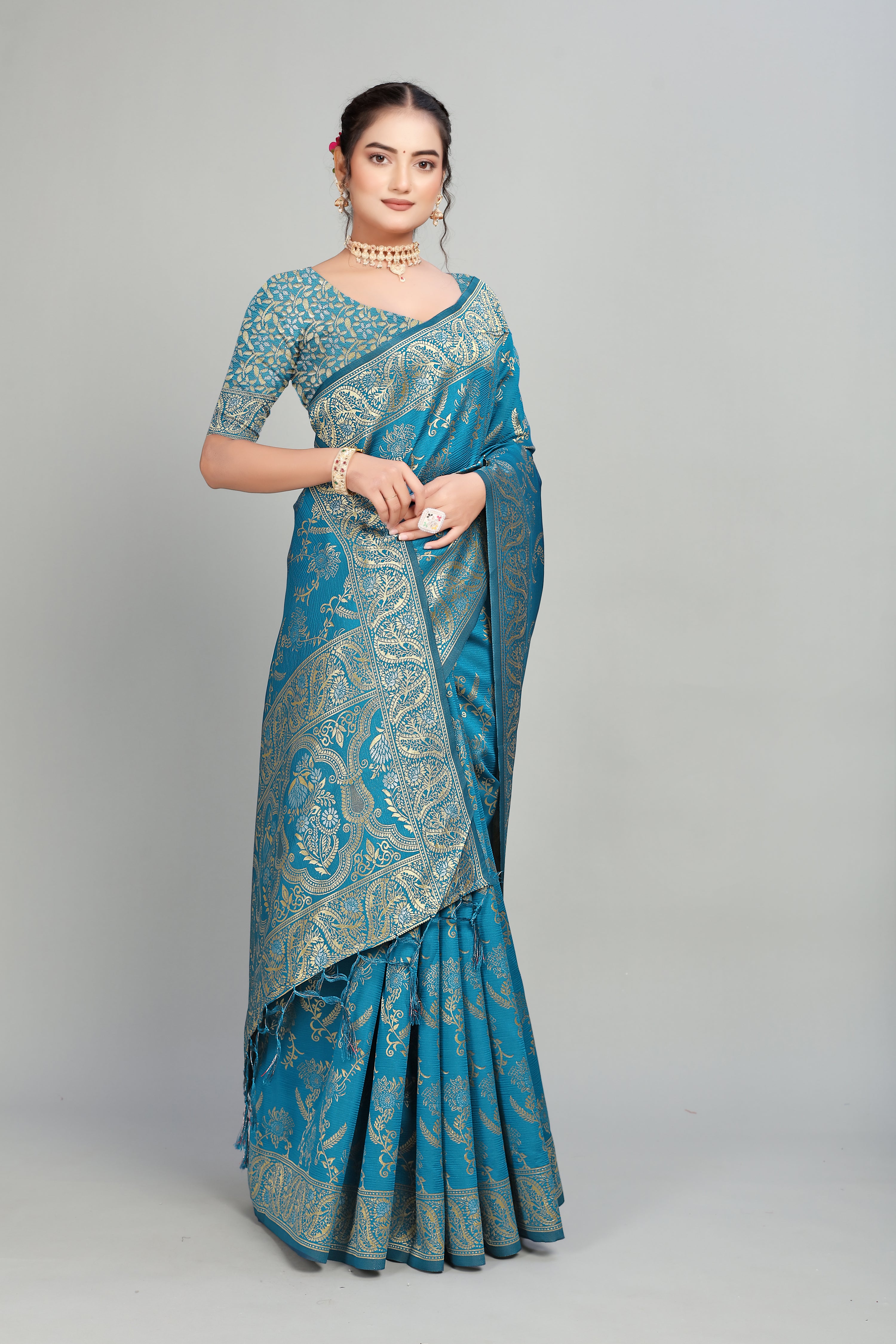 Rama Woven Silk Blend Saree