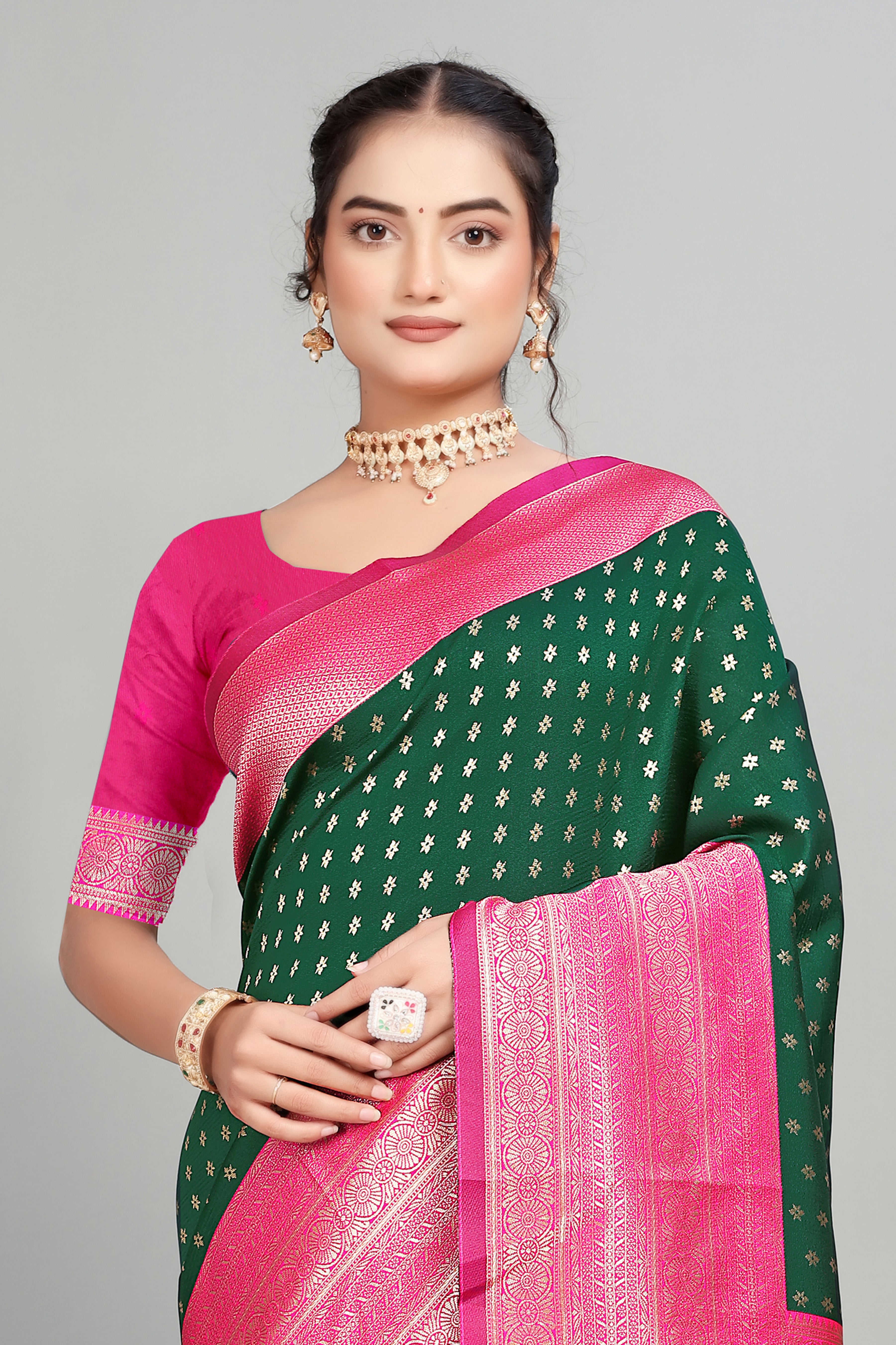 Bottle Green Silk Saree