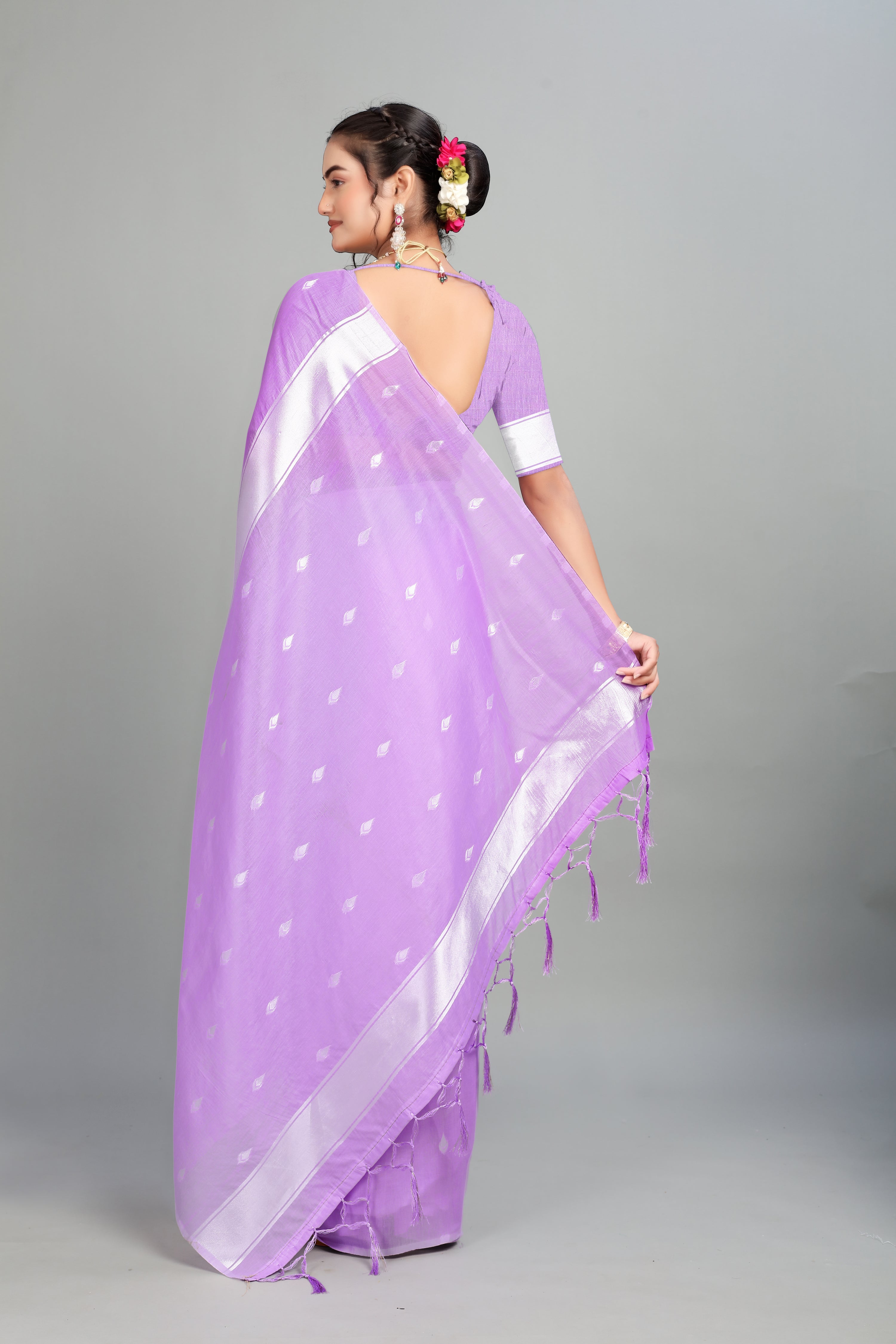 Lavender Weaving Cotton Silk Saree