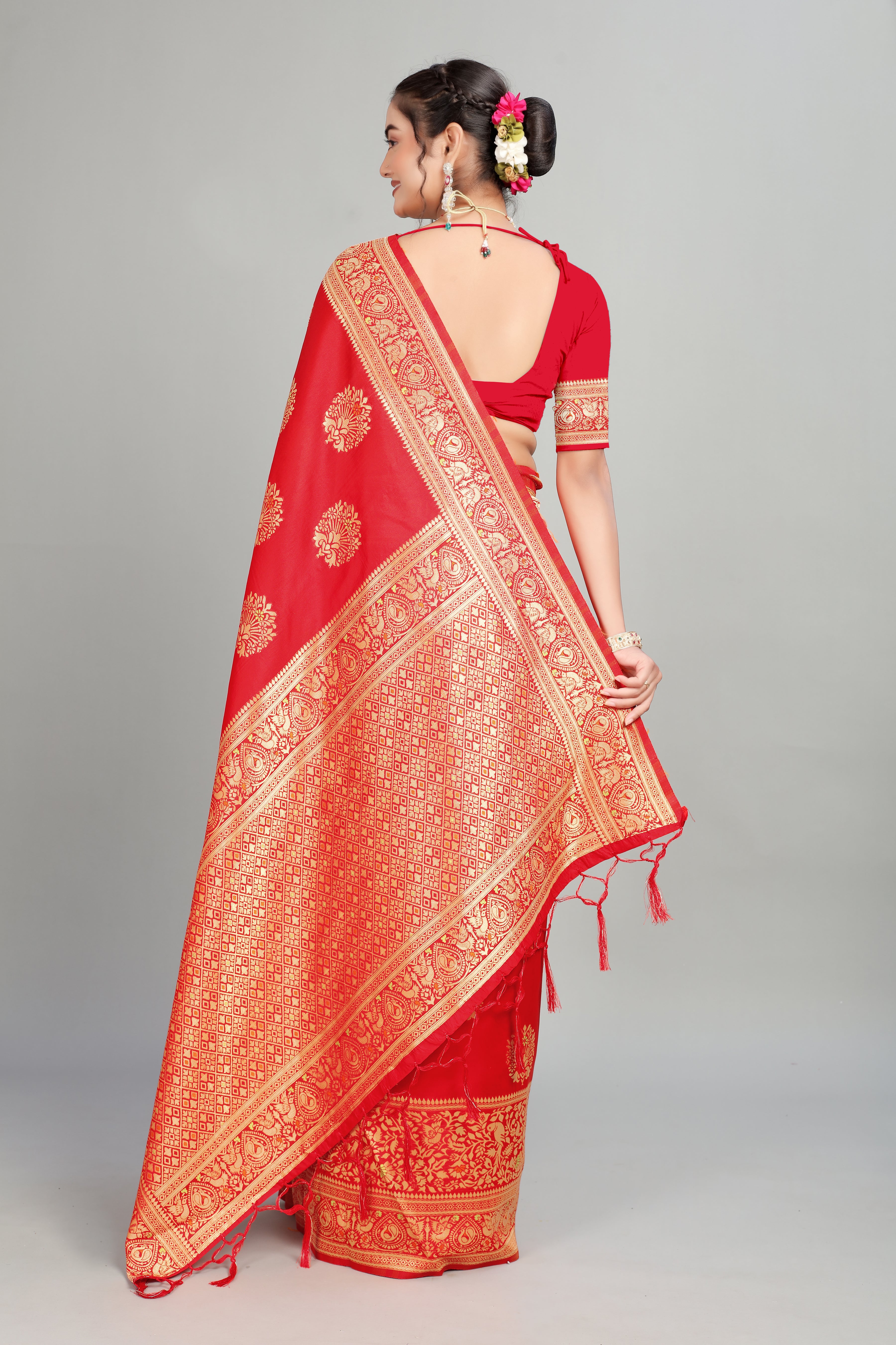 Red Woven Banarasi Silk Saree