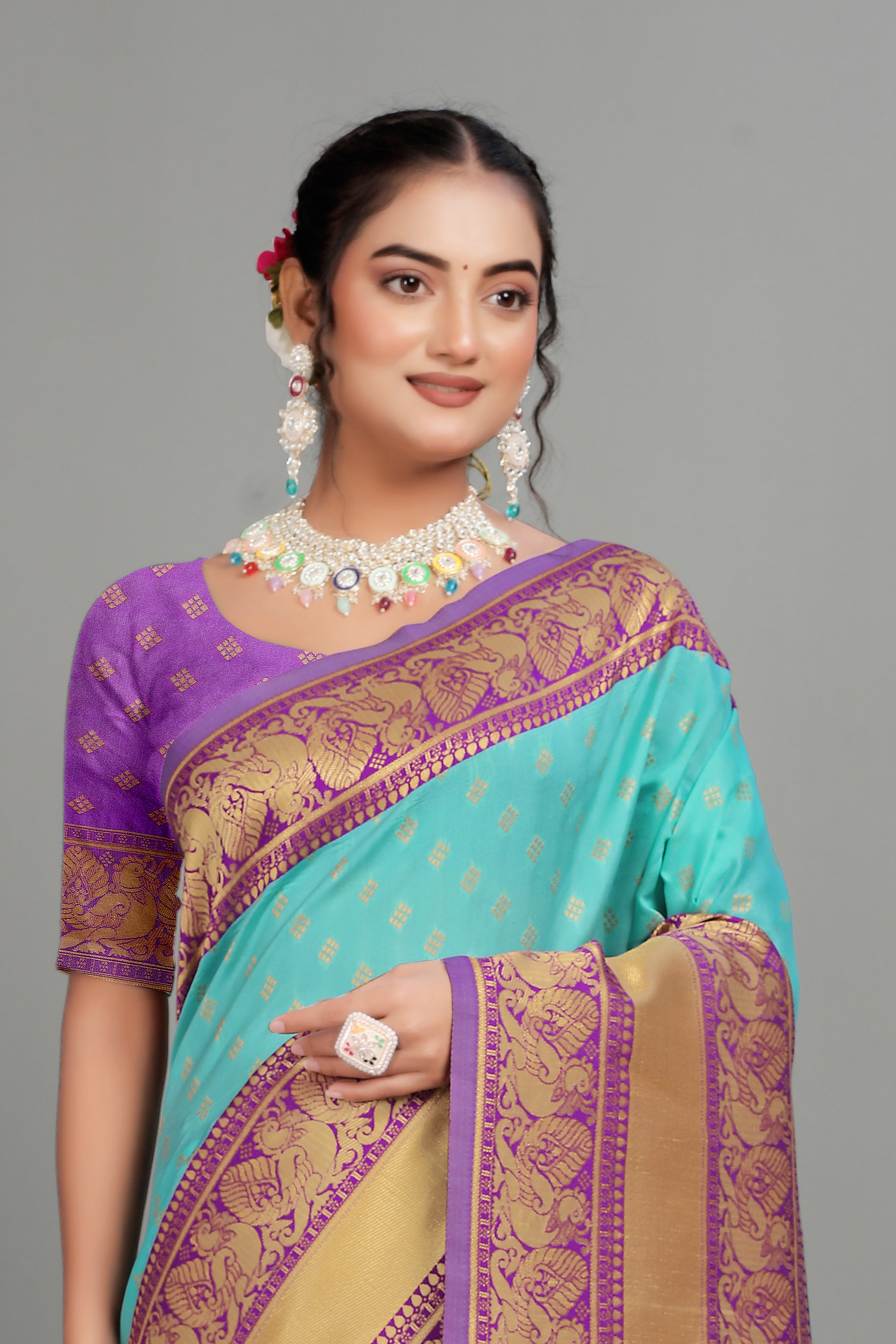 Blue Weaving Banarasi Silk Saree